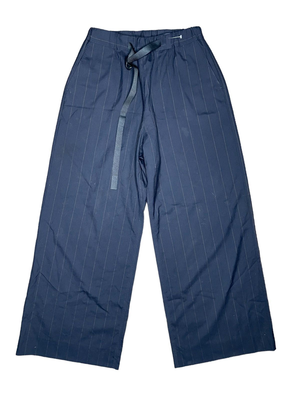 image of Avant Garde x Yohji Yamamoto Ujoh Mitsuru Nishizaki Tape-Belt Tapered Wool Pants in Blue (Size 34)