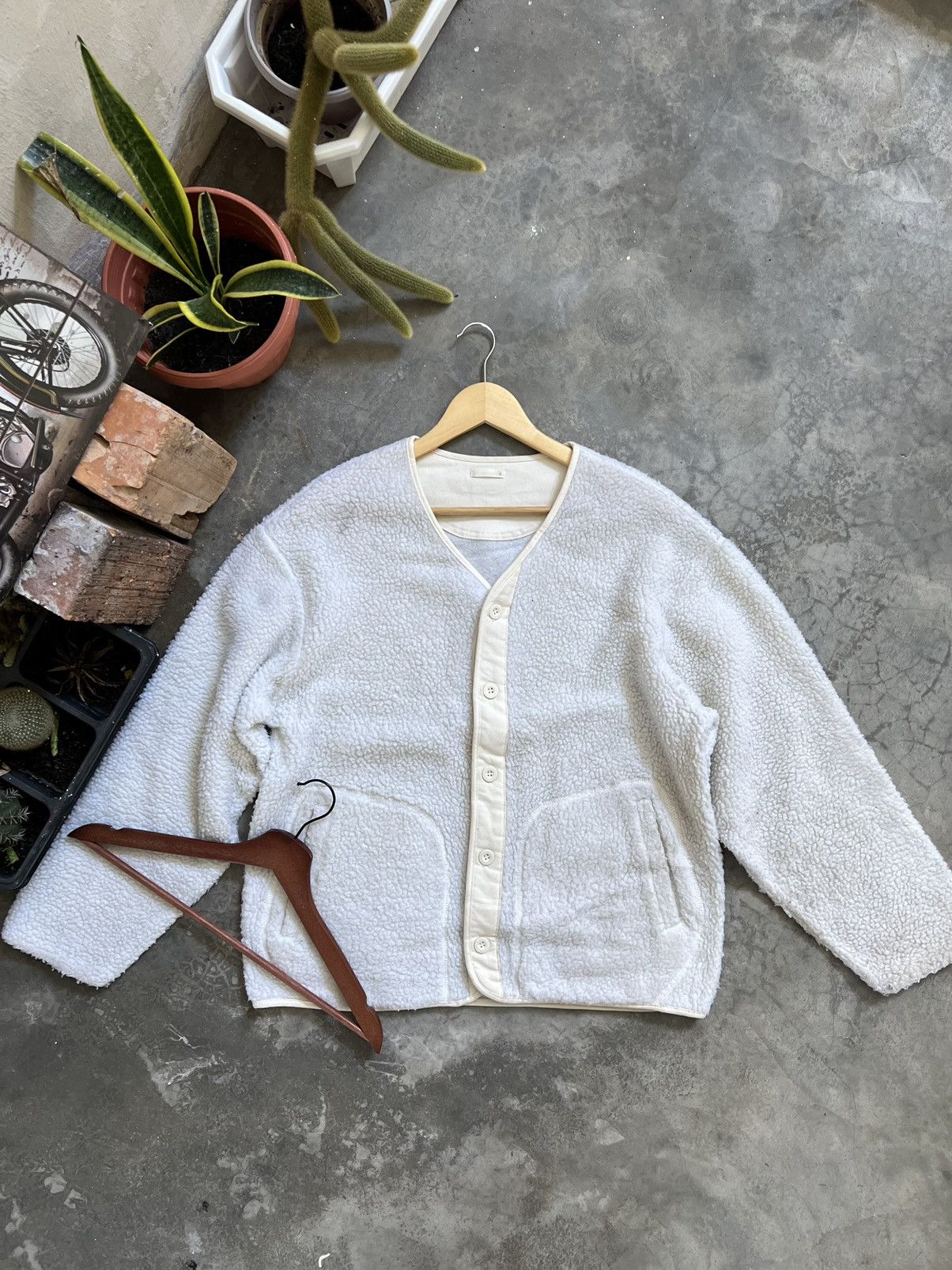 Vintage 🖤 Deep Pile Sherpa Button Up Cardigan