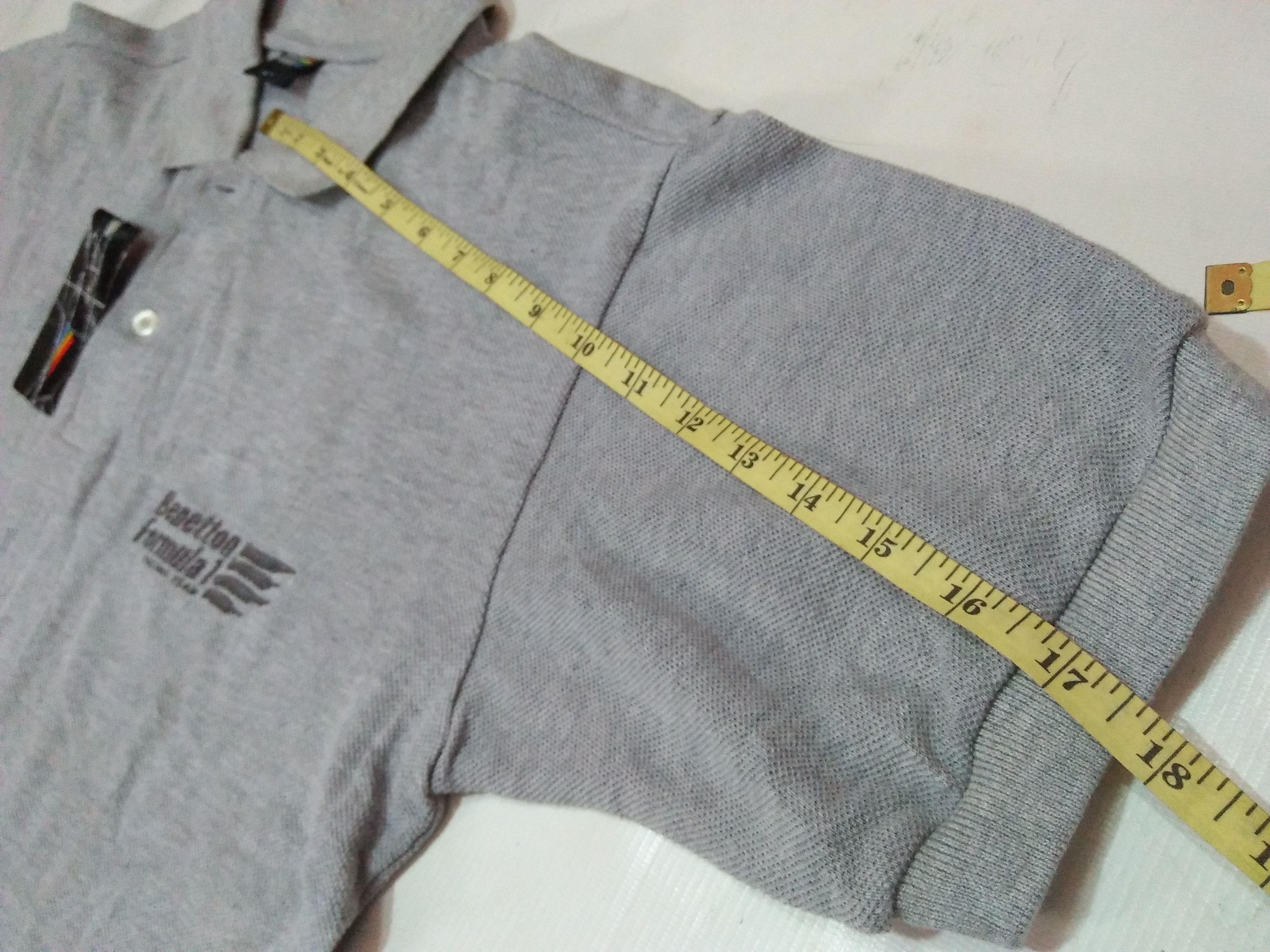 Benetton Racing Embroidered Logo Dead Stock With Tag Gray Polo's Size US L / EU 52-54 / 3 - 10 Thumbnail