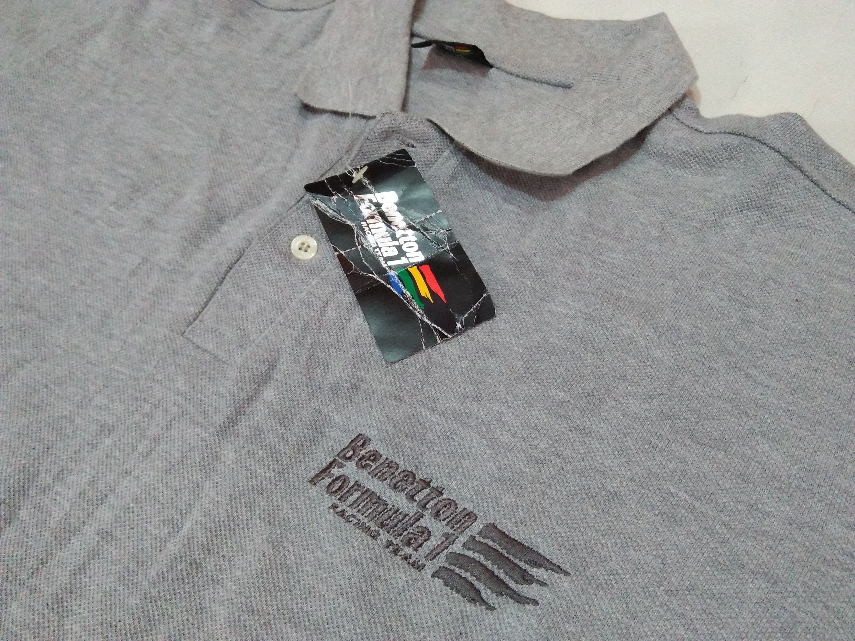 Benetton Racing Embroidered Logo Dead Stock With Tag Gray Polo's Size US L / EU 52-54 / 3 - 2 Thumbnail