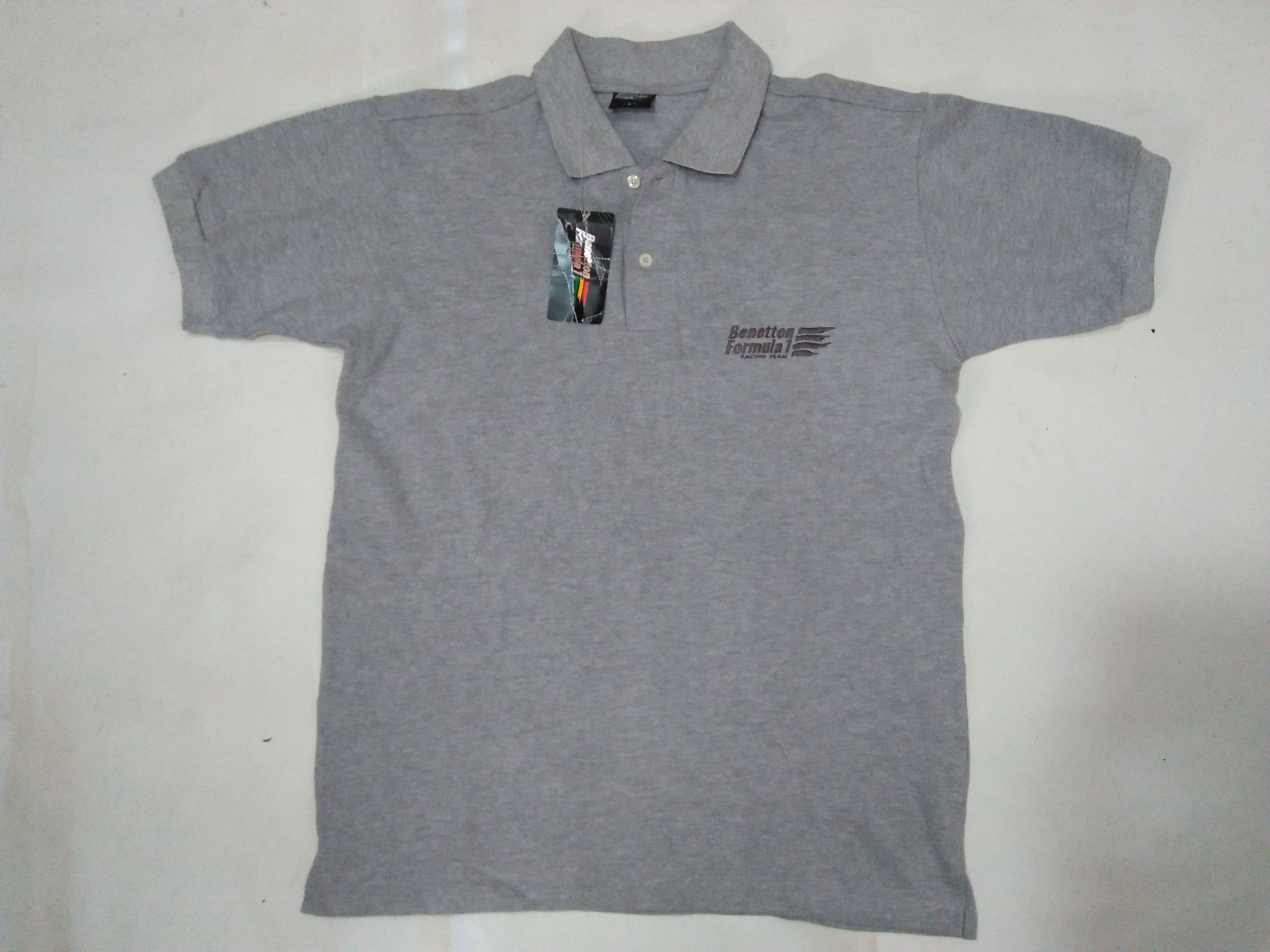 Benetton Racing Embroidered Logo Dead Stock With Tag Gray Polo's Size US L / EU 52-54 / 3 - 4 Thumbnail