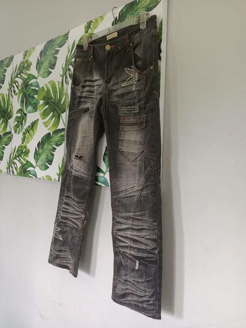 Bob Marley × Japanese Brand Japanese In Kokoma Distressed Jeans Marijuana Rasta Size US 33 - 2 Thumbnail