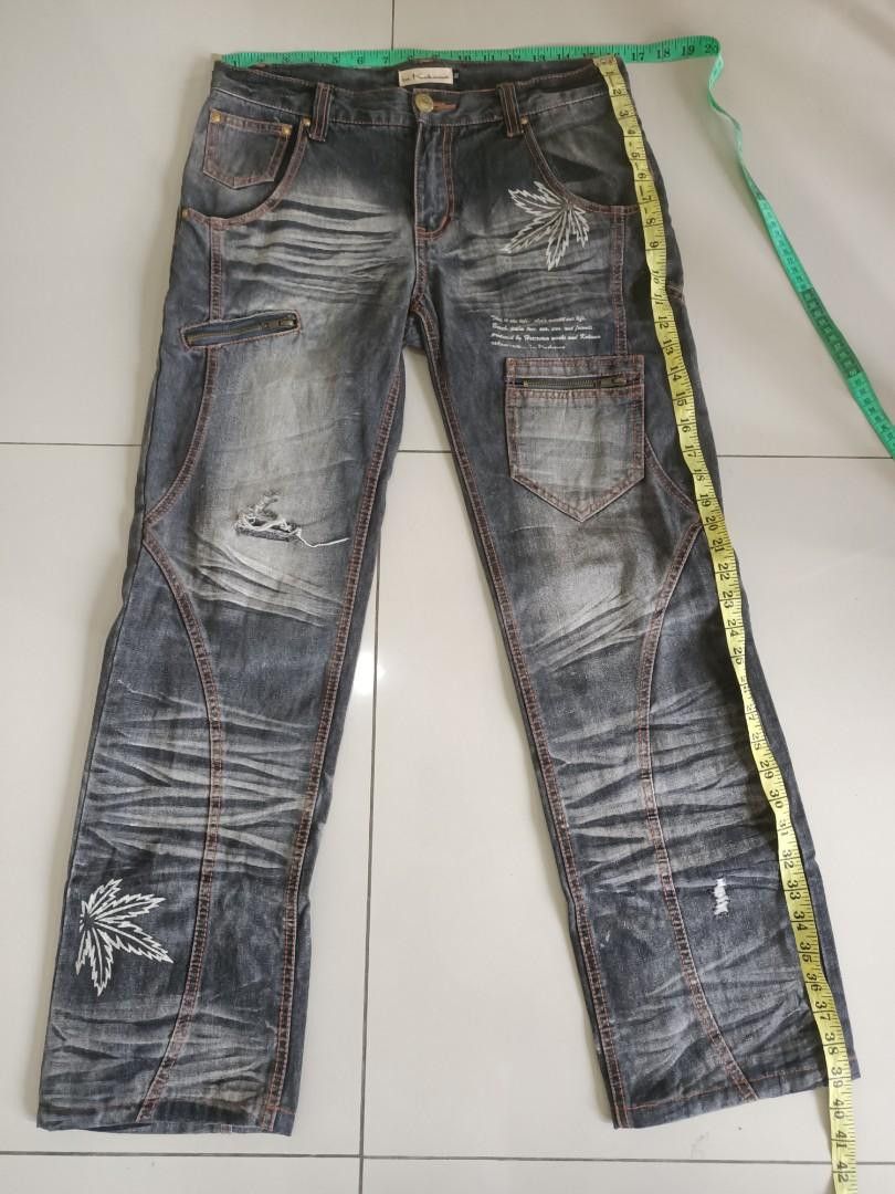 Bob Marley × Japanese Brand Japanese In Kokoma Distressed Jeans Marijuana Rasta Size US 33 - 10 Thumbnail