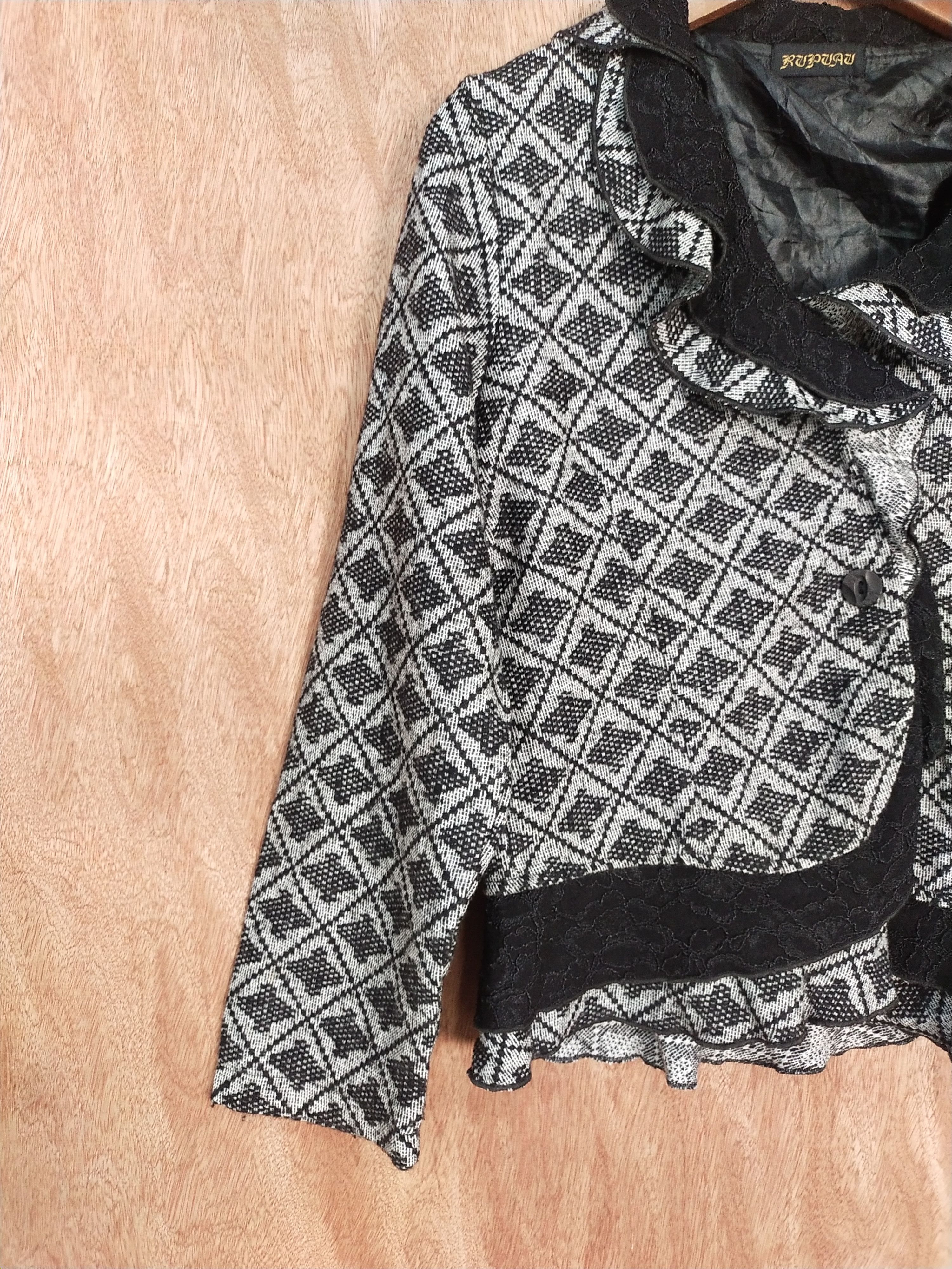 Homespun Knitwear × Japanese Brand Rupuau gray/black cardigan knitwear japan #S188 Size M / US 6-8 / IT 42-44 - 4 Thumbnail