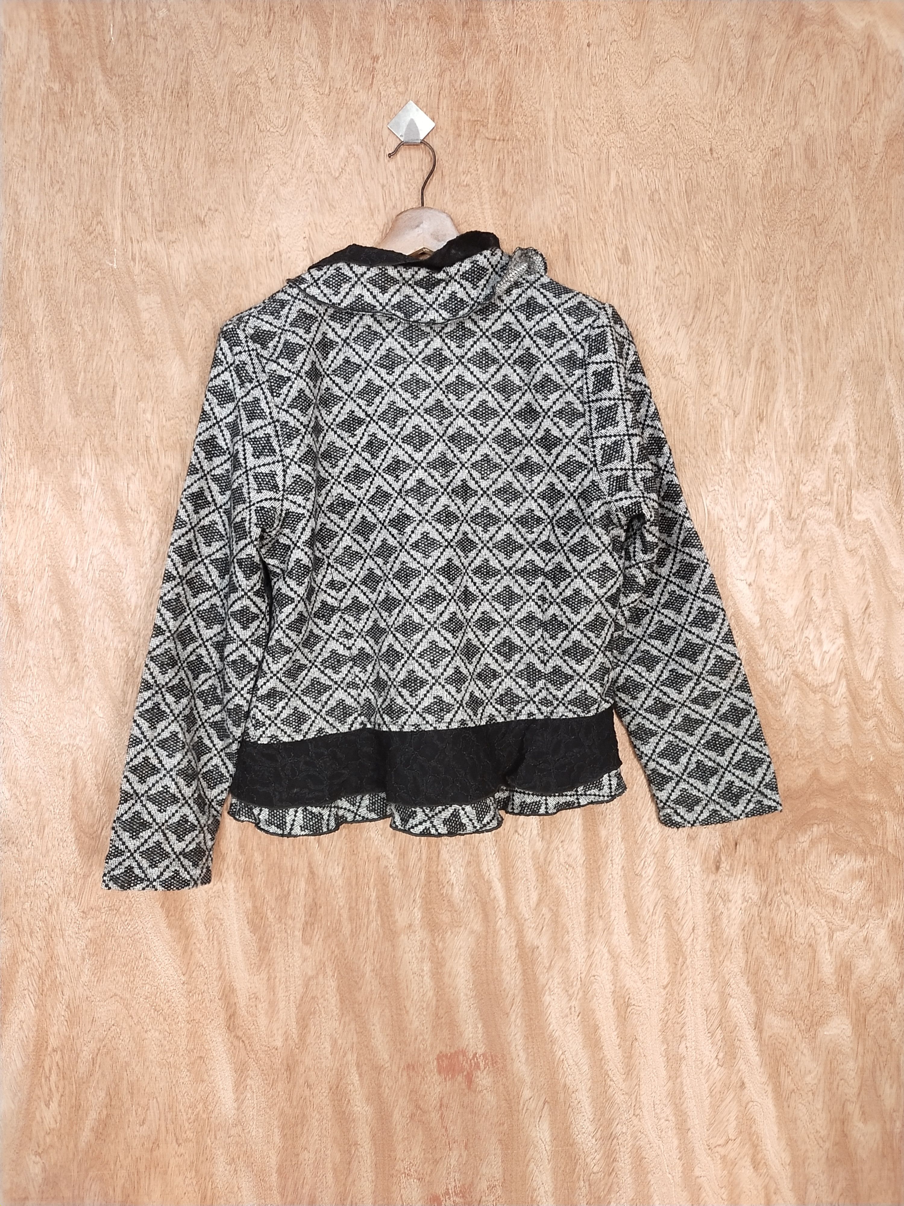 Homespun Knitwear × Japanese Brand Rupuau gray/black cardigan knitwear japan #S188 Size M / US 6-8 / IT 42-44 - 8 Thumbnail
