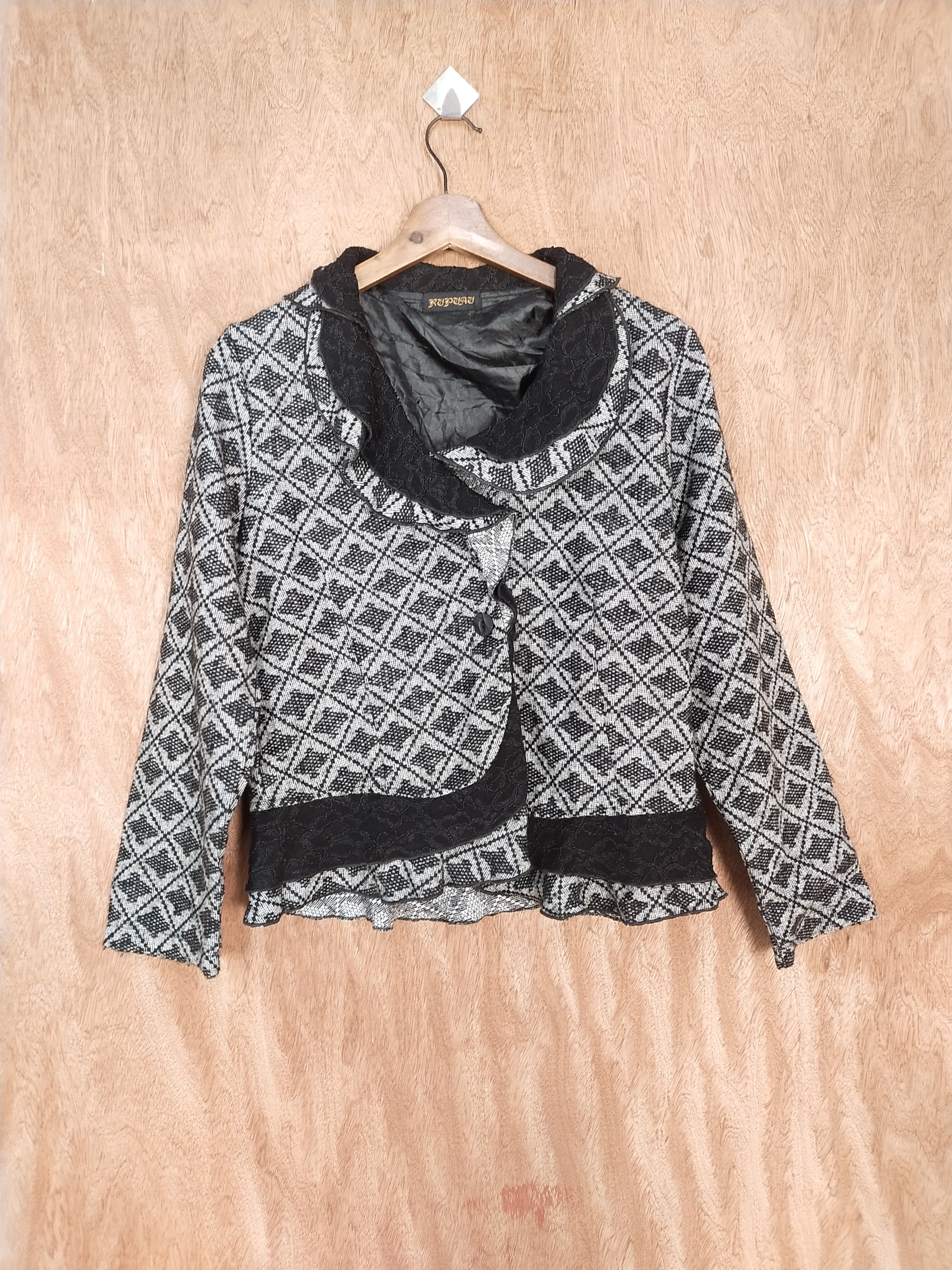 Homespun Knitwear × Japanese Brand Rupuau gray/black cardigan knitwear japan #S188 Size M / US 6-8 / IT 42-44 - 1 Thumbnail