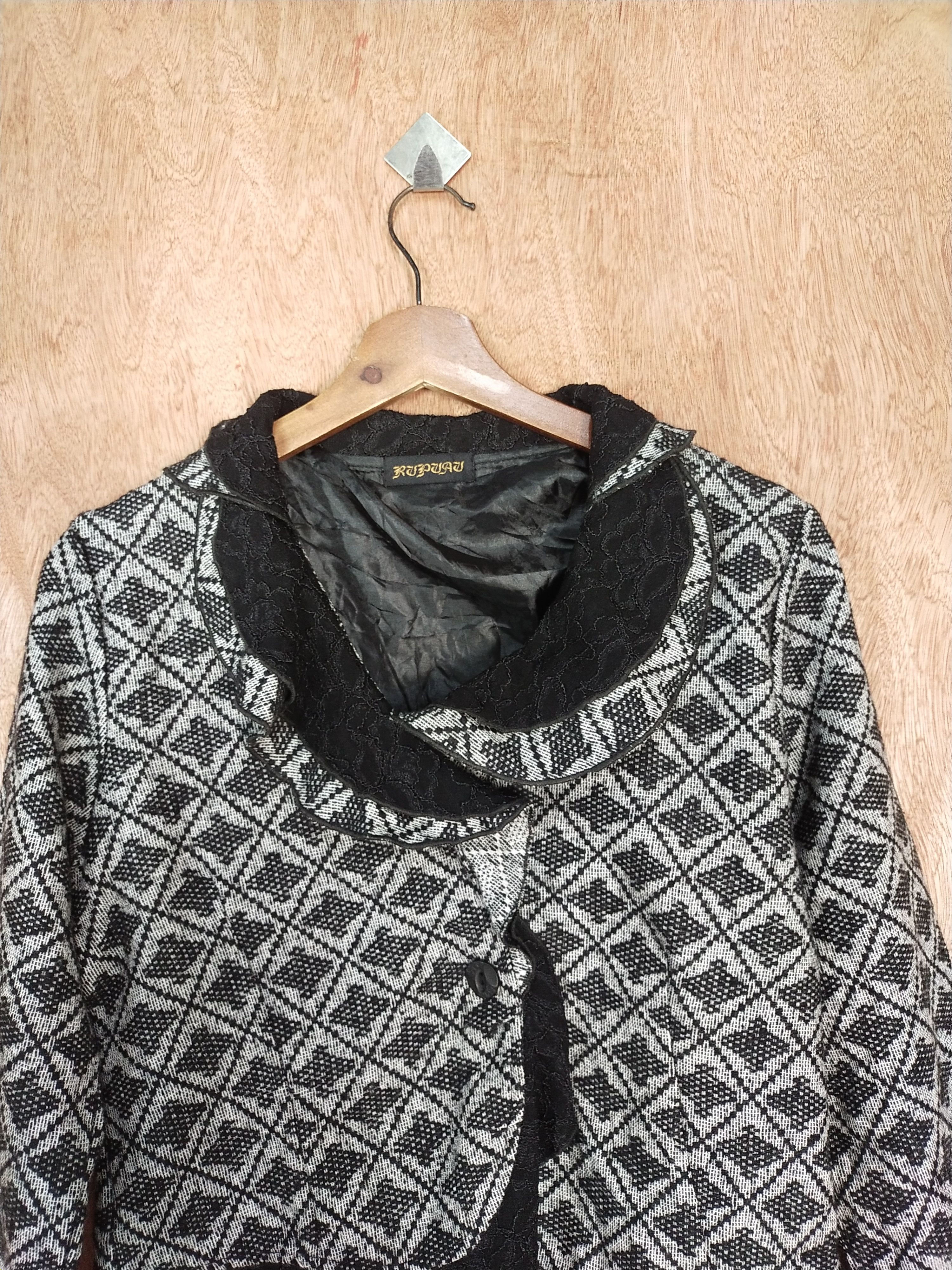 Homespun Knitwear × Japanese Brand Rupuau gray/black cardigan knitwear japan #S188 Size M / US 6-8 / IT 42-44 - 2 Thumbnail