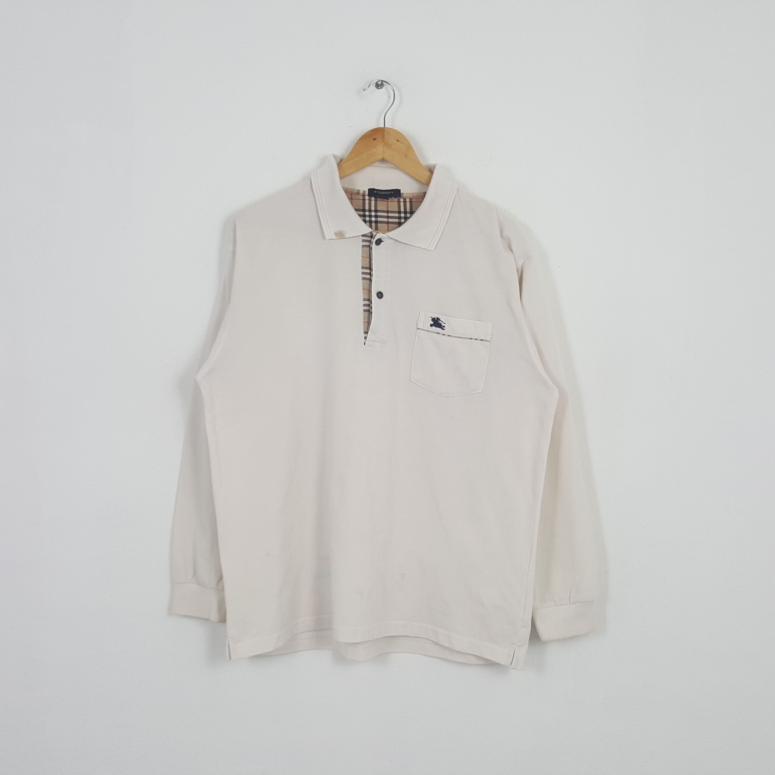 Vintage Burberry London Nova Check Long Sleeve Polos
