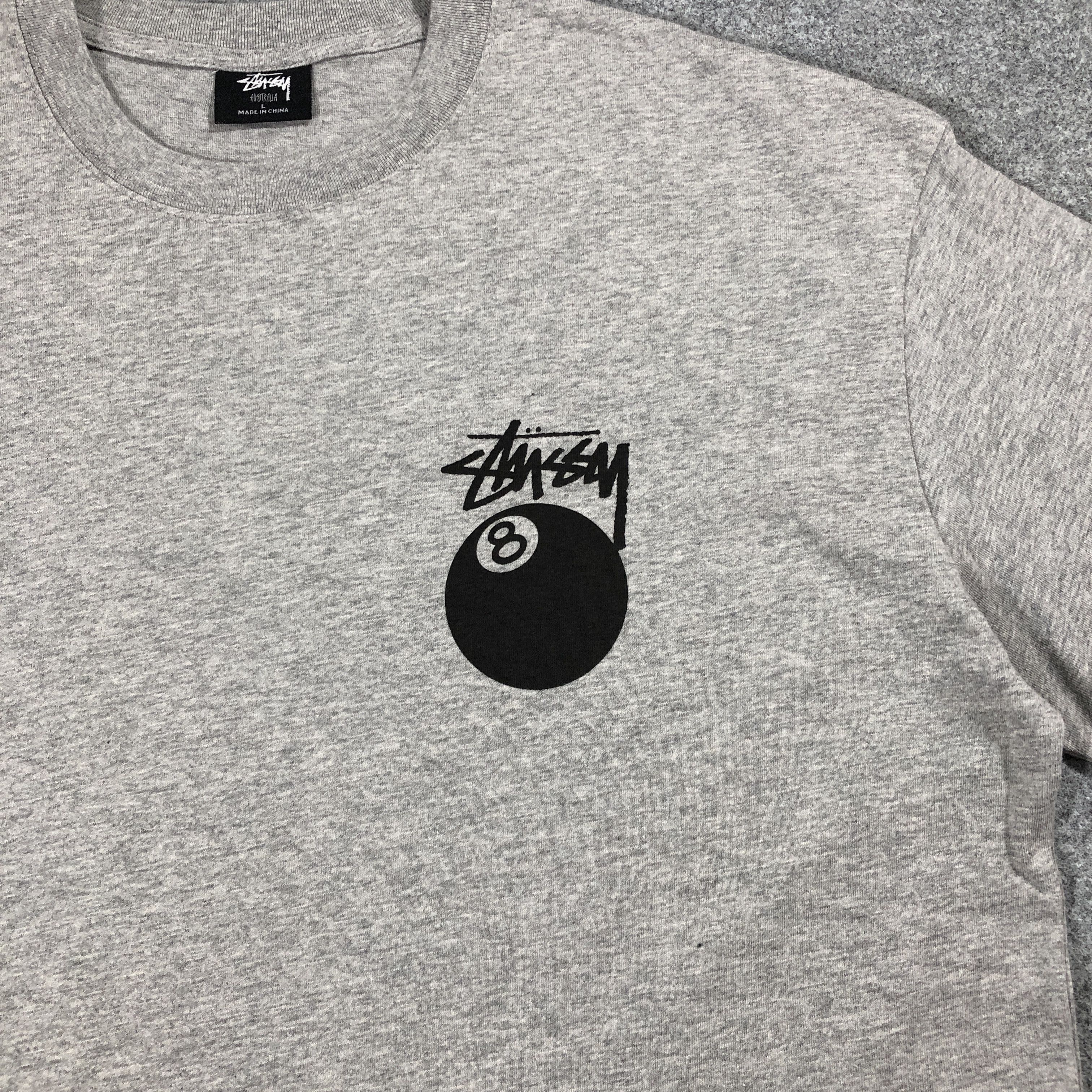 Stussy × Vintage 8-BALL TSHIRT OVERSIZED - L GREY Size US L / EU 52-54 / 3 - 8 Thumbnail