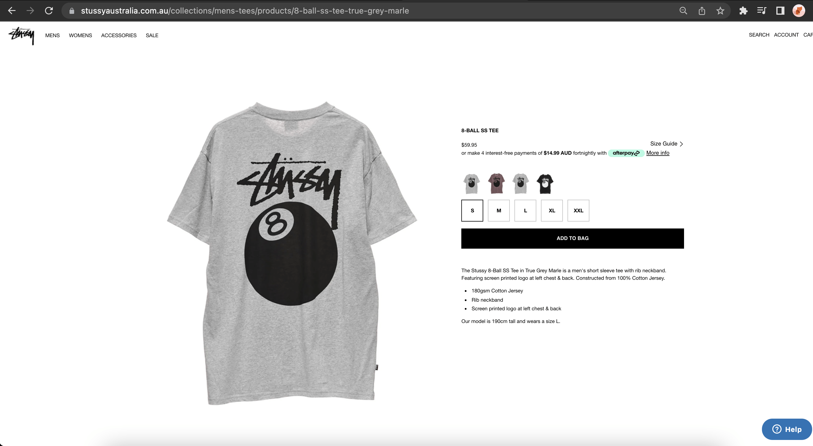Stussy × Vintage 8-BALL TSHIRT OVERSIZED - L GREY Size US L / EU 52-54 / 3 - 10 Thumbnail