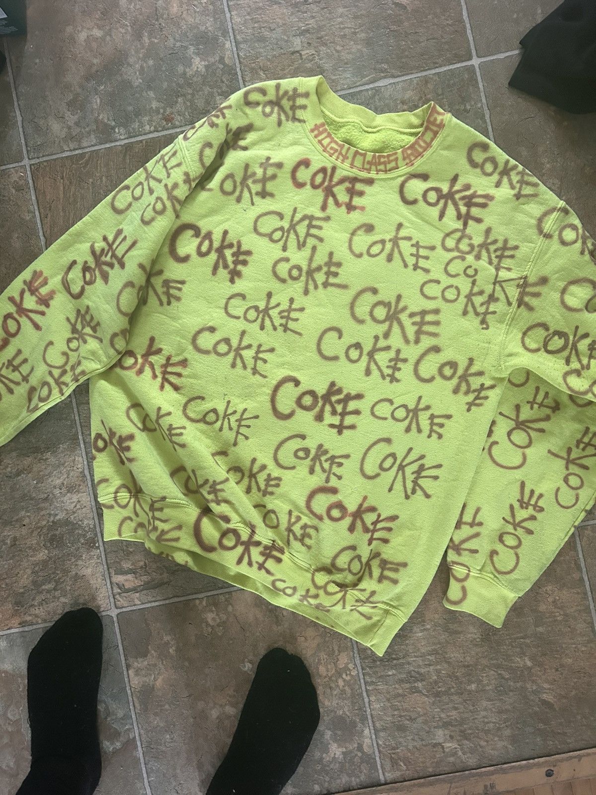 Flashy yellow Coke street wear long sleeve