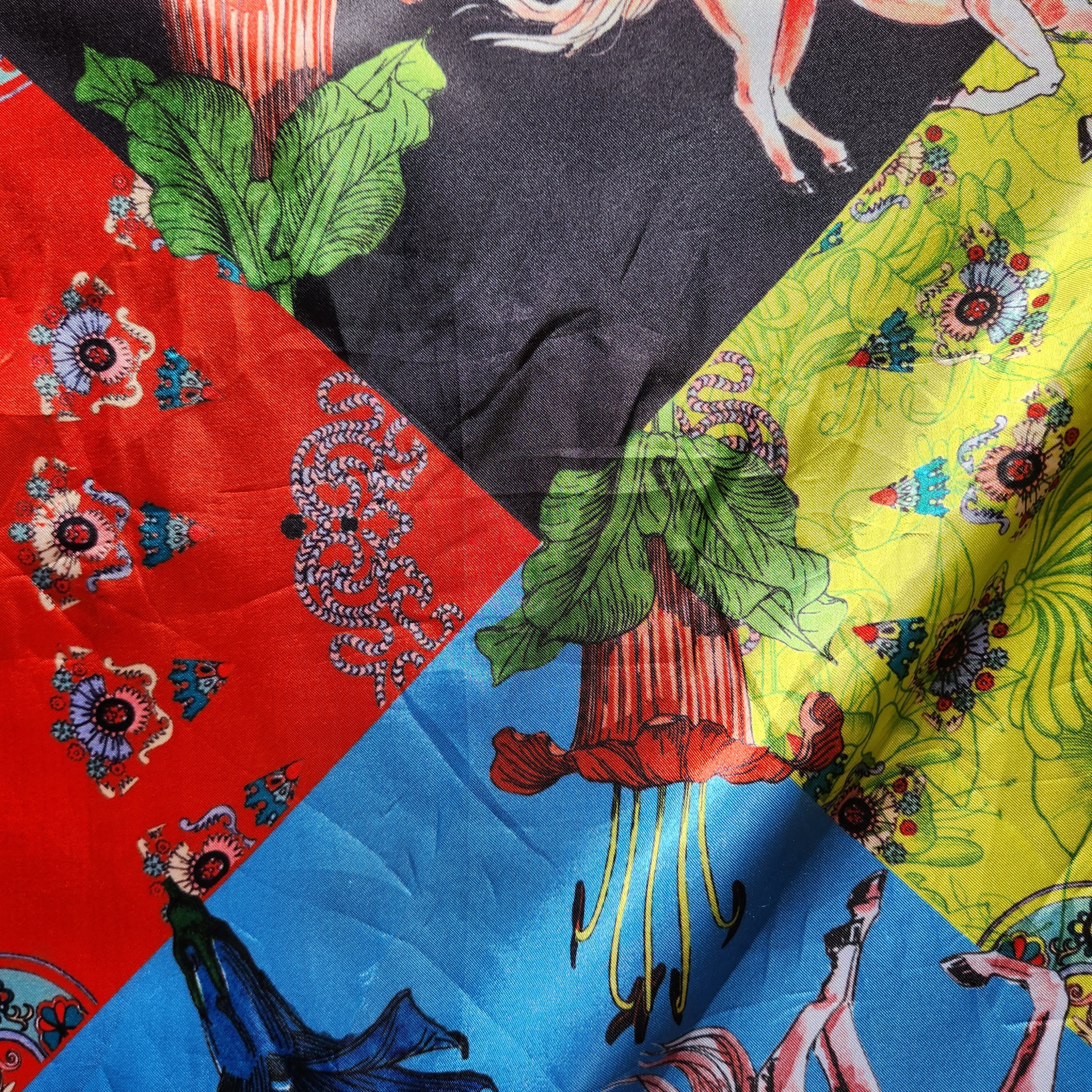 Vintage Desigual Scarf Multicolor Satin Silk