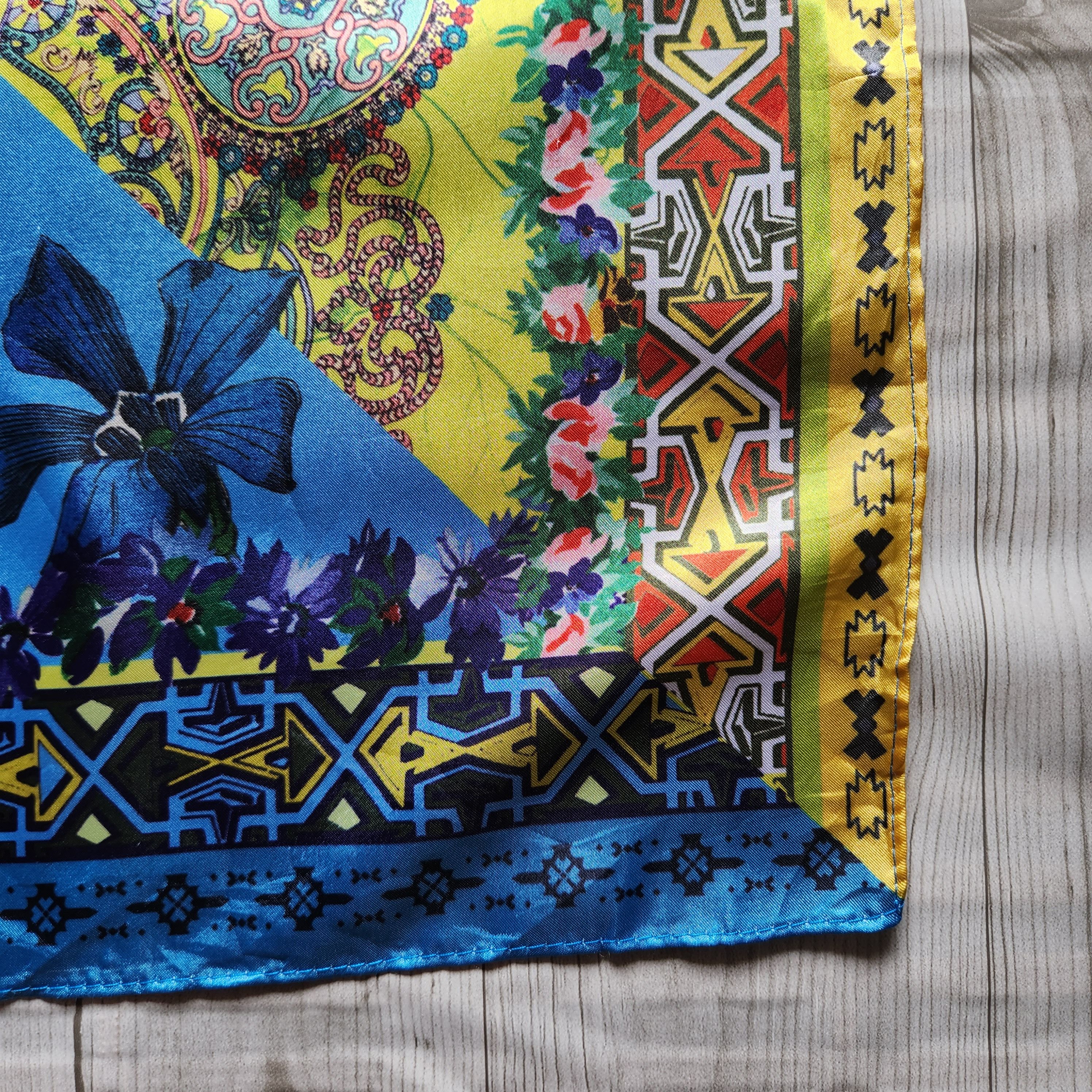 Vintage Desigual Scarf Multicolor Satin Silk
