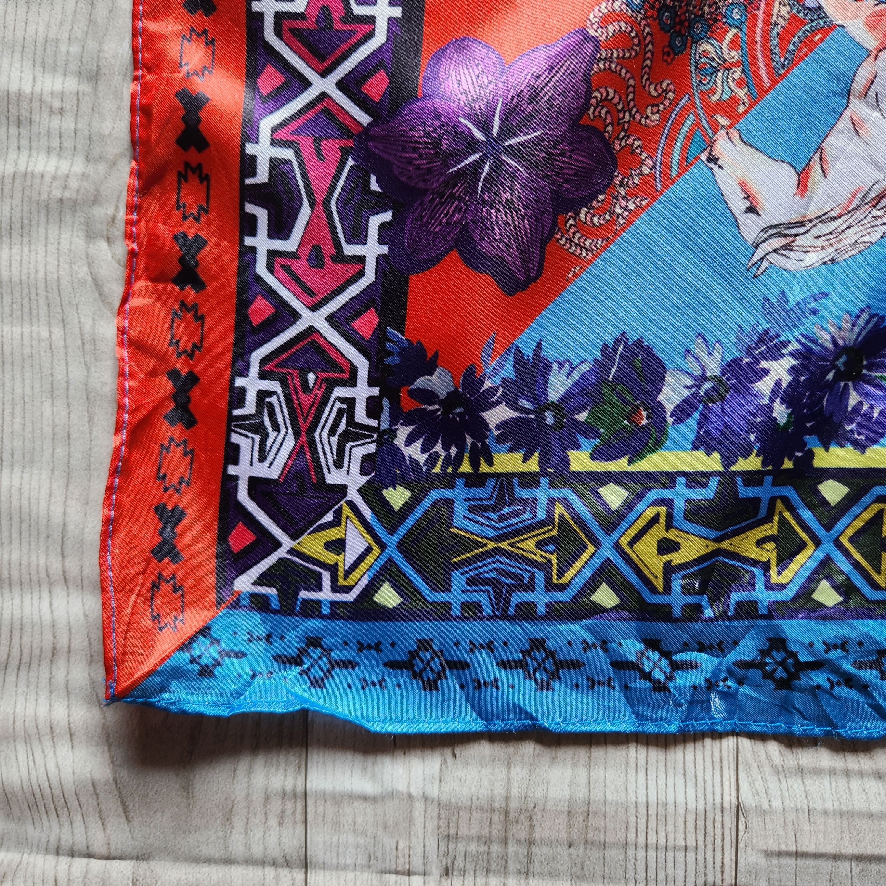 Vintage Desigual Scarf Multicolor Satin Silk