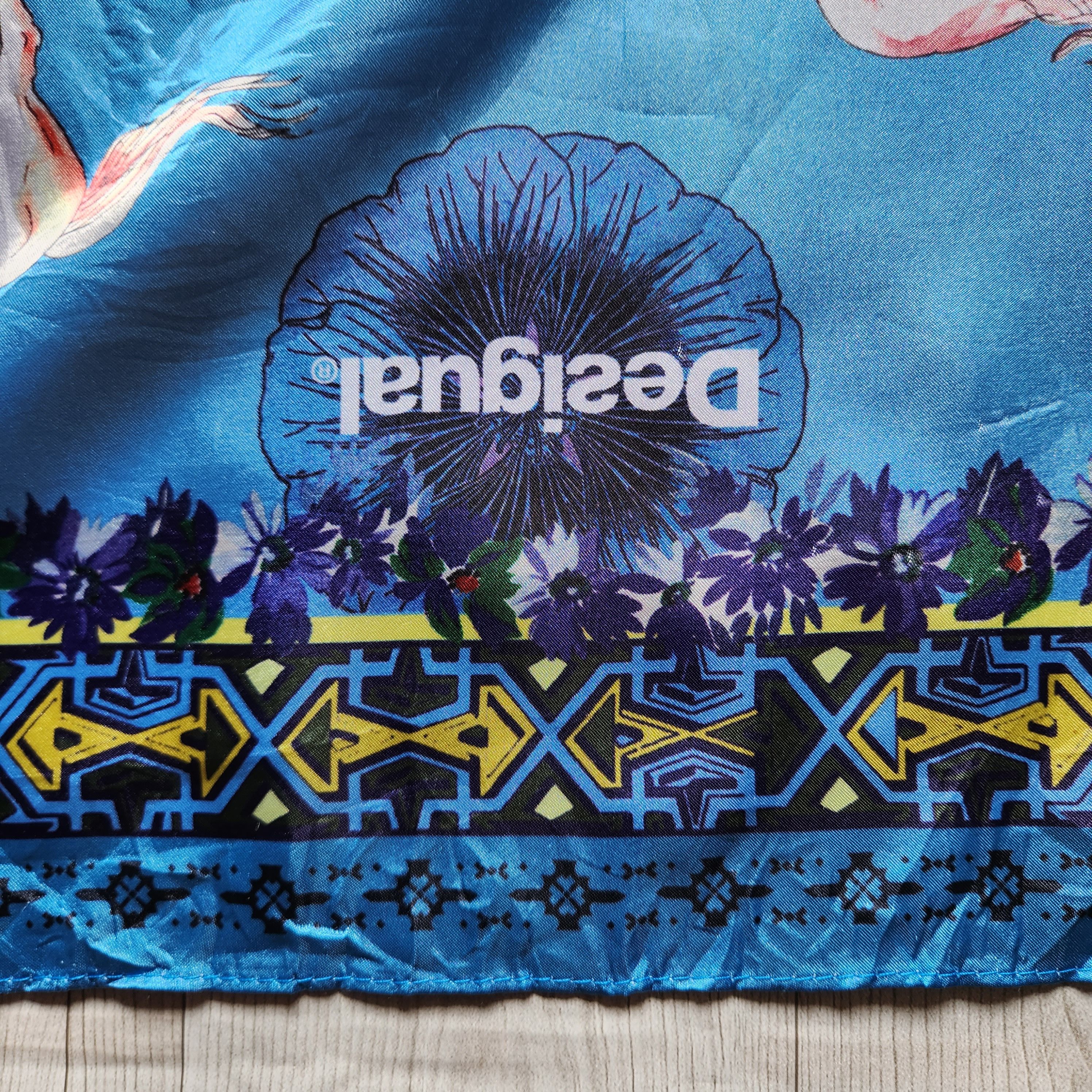 Vintage Desigual Scarf Multicolor Satin Silk