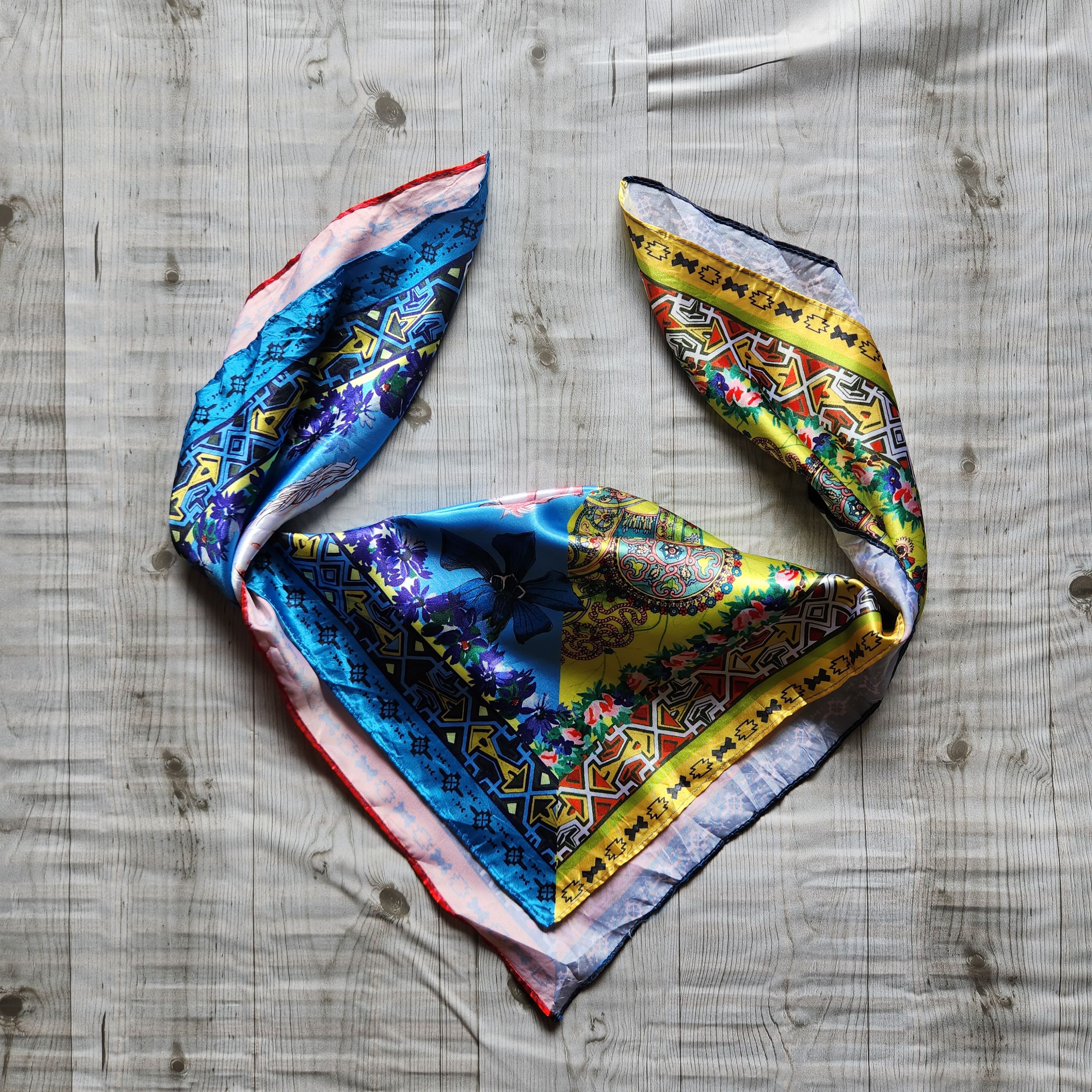 Vintage Desigual Scarf Multicolor Satin Silk