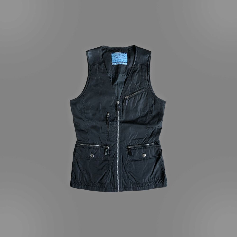 Prada Leather Yoke Quilted Lining Riri Zipper Vest Grailed