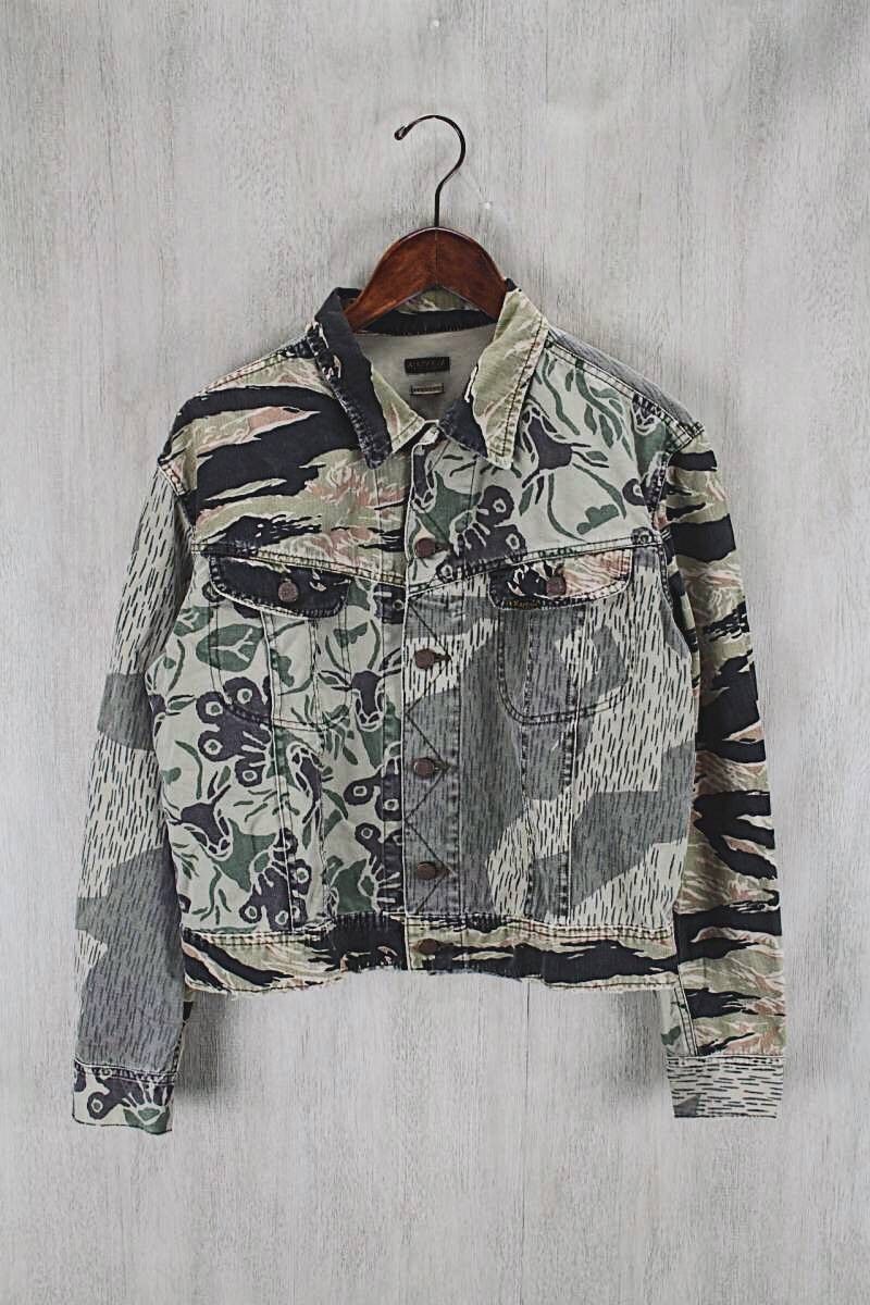 image of Kapital Patchwork Regular Denim Jacket in Teal, Men's (Size Large)