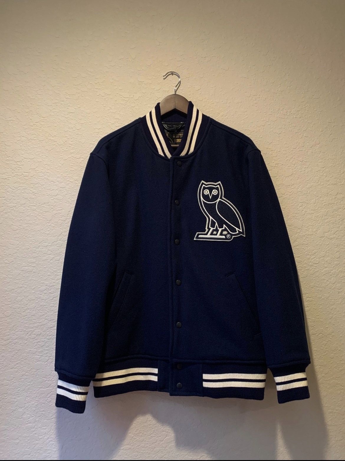 Octobers Very Own OVO navy blue varsity jacket XL drake | Grailed