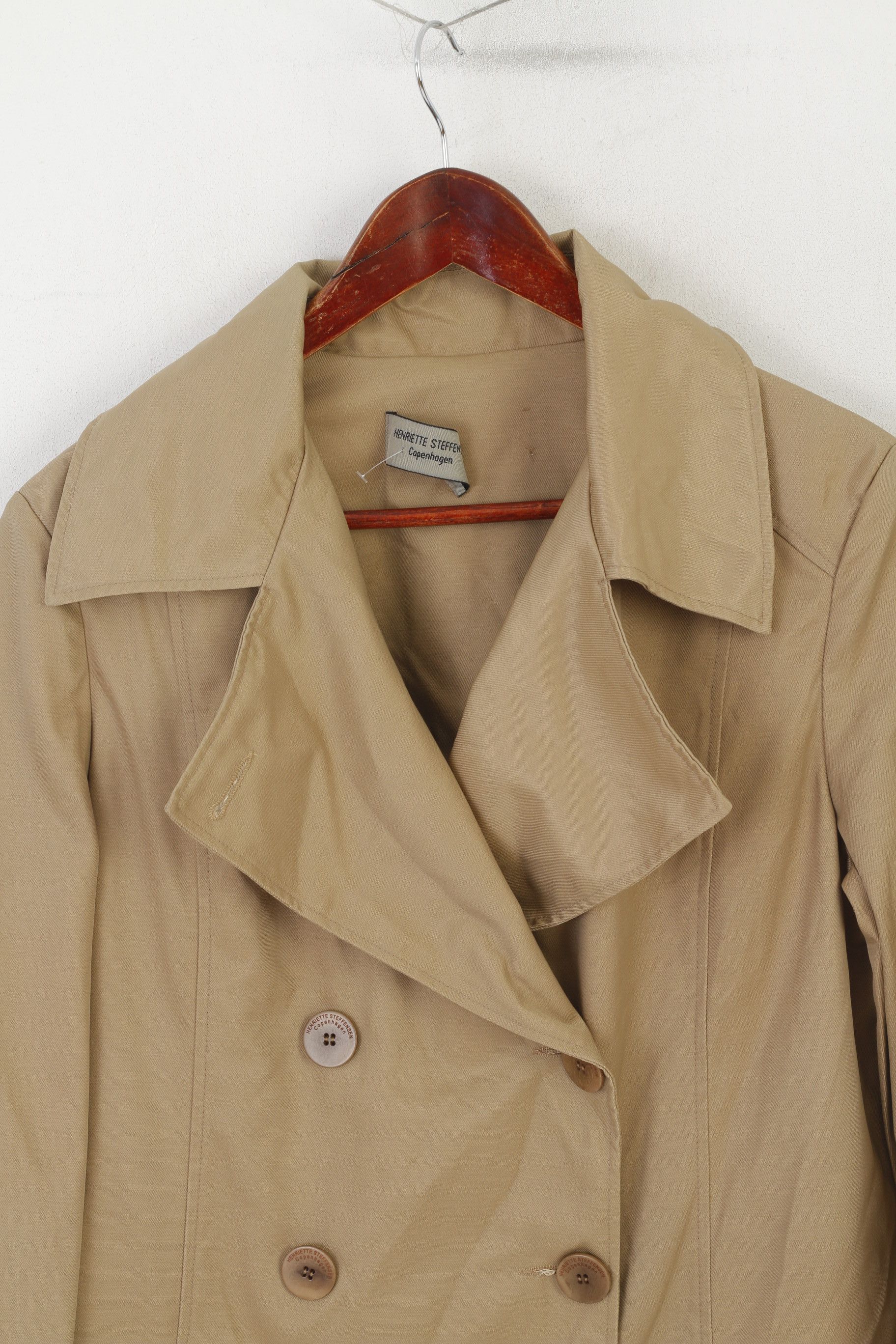 Vintage Henriette Steffensen Copenhagen Women M Coat Beige 5743 Size M / US 6-8 / IT 42-44 - 3 Thumbnail