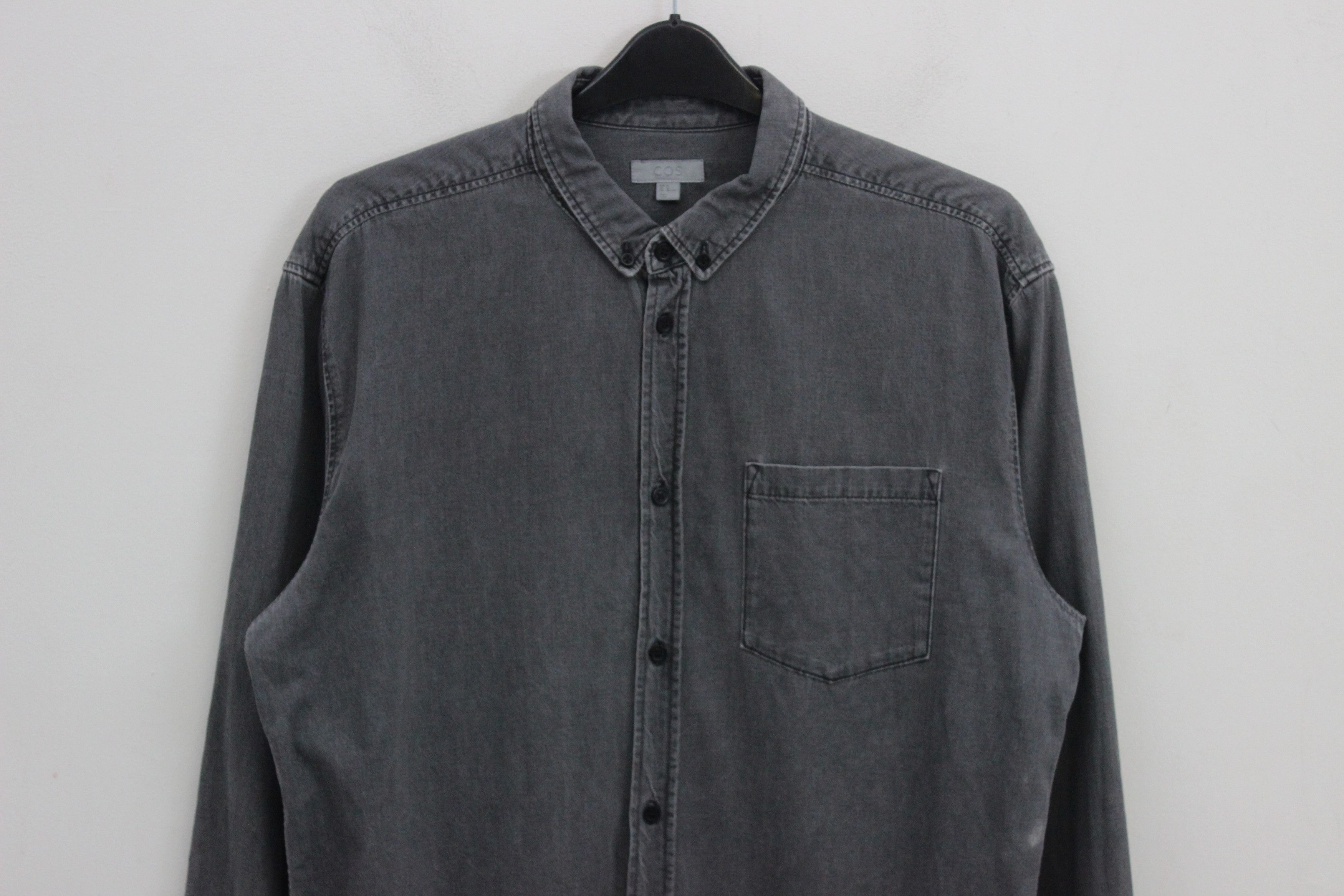 Cos COS Button Up Over Shirt Denim Jacket Grey Cotton Casual Size US XL / EU 56 / 4 - 3 Thumbnail