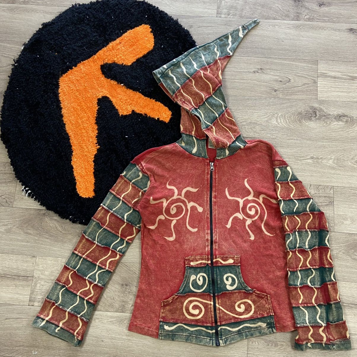 LSDworldpeace Y2K PATCHWORK BOXY RASTA PONCHO ZIP HOODIE 2000s - № 1089 Size US S / EU 44-46 / 1 - 1 Thumbnail