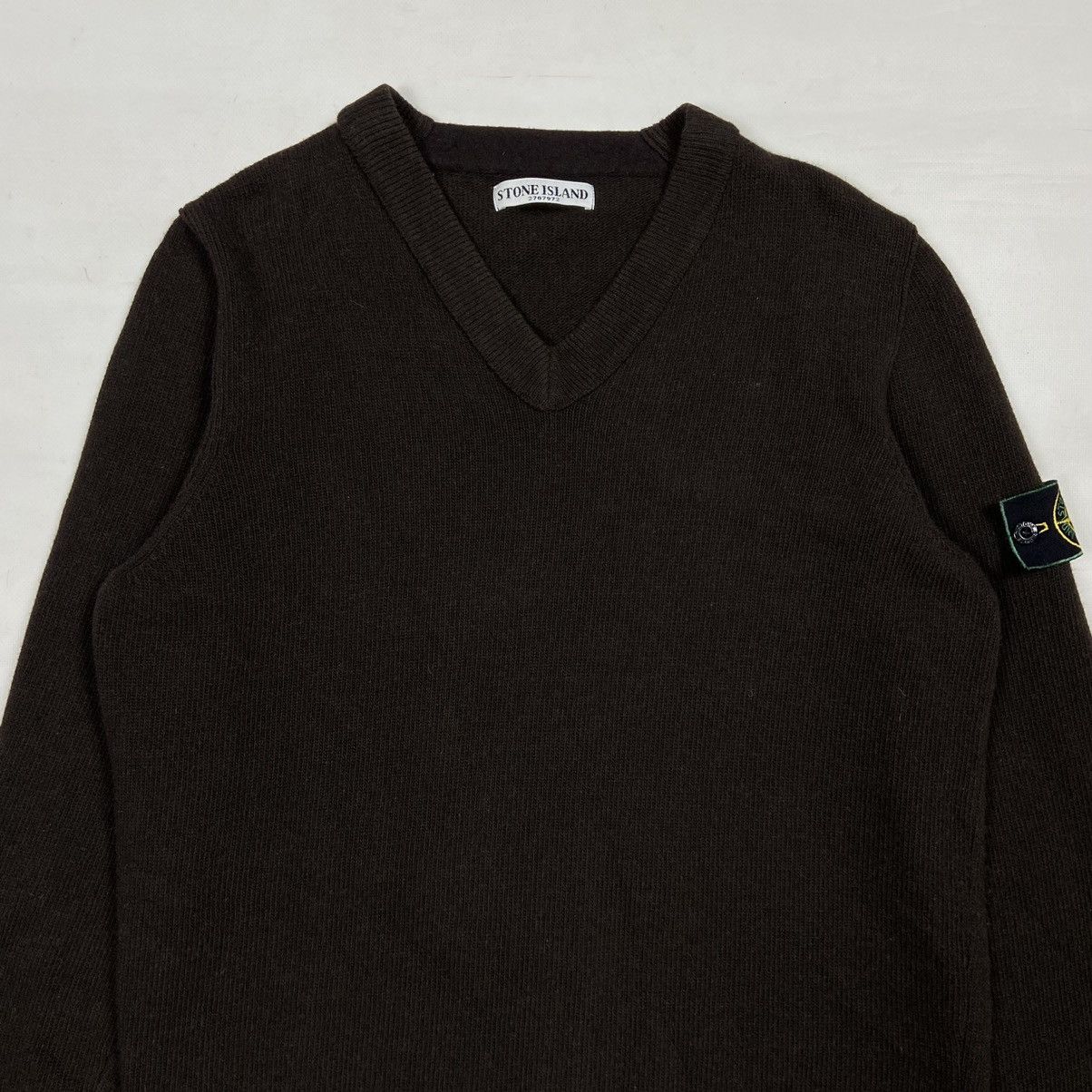 Massimo Osti ARCHIVE STONE ISLAND V NECK BROWN WOOL KNITTED SWEATER Size US L / EU 52-54 / 3 - 2 Thumbnail