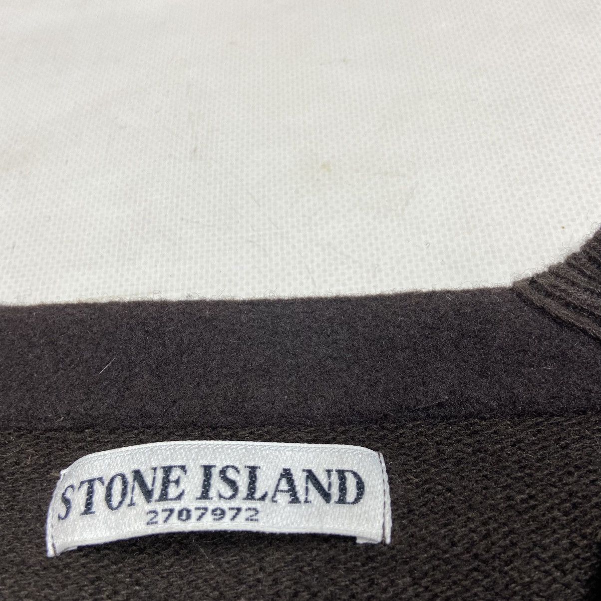 Massimo Osti ARCHIVE STONE ISLAND V NECK BROWN WOOL KNITTED SWEATER Size US L / EU 52-54 / 3 - 8 Thumbnail