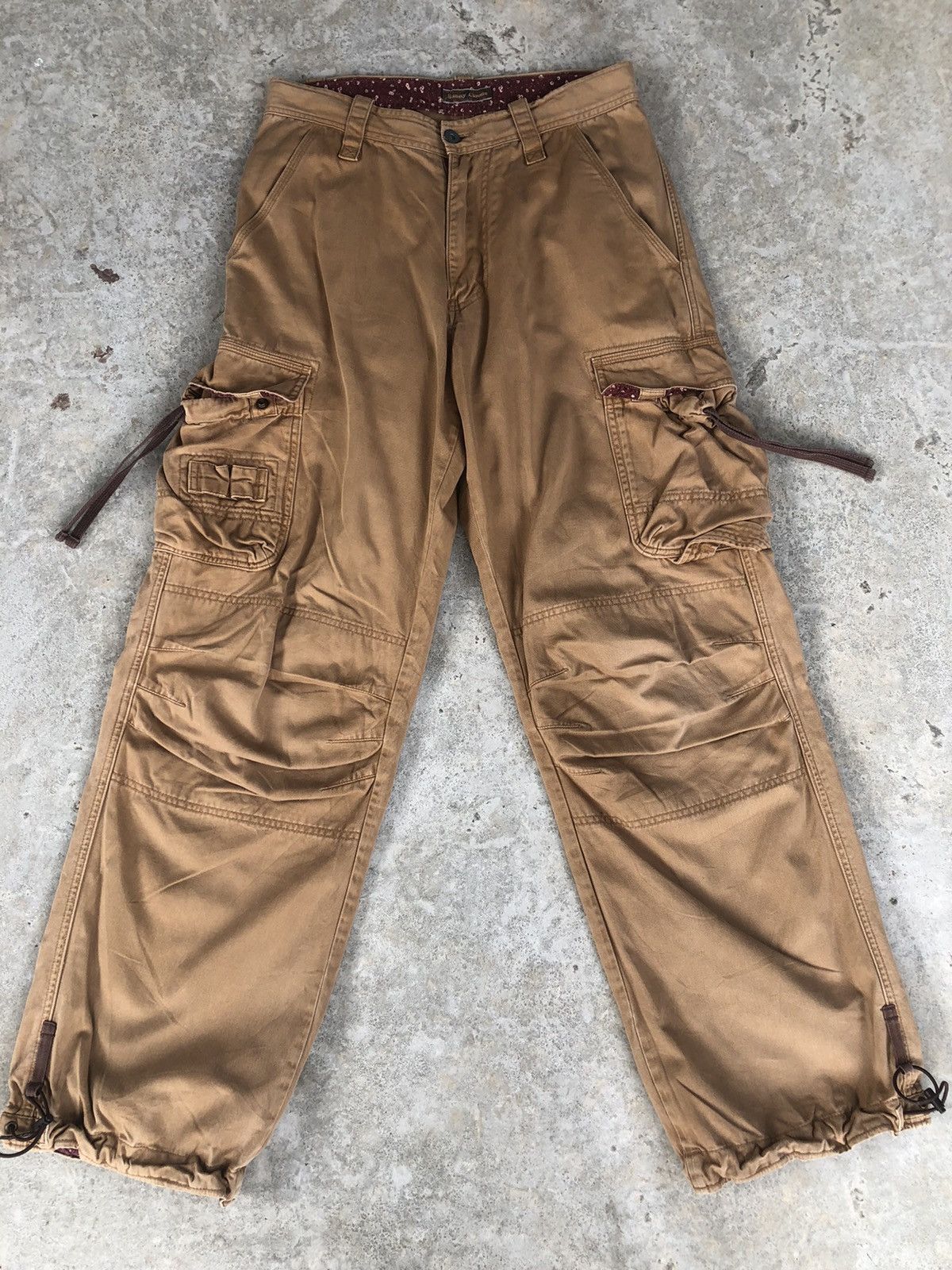image of Archival Clothing Sunny Clouds Parachute Cargo Pants Multipocket Bondage in Chocolate (Size 29)