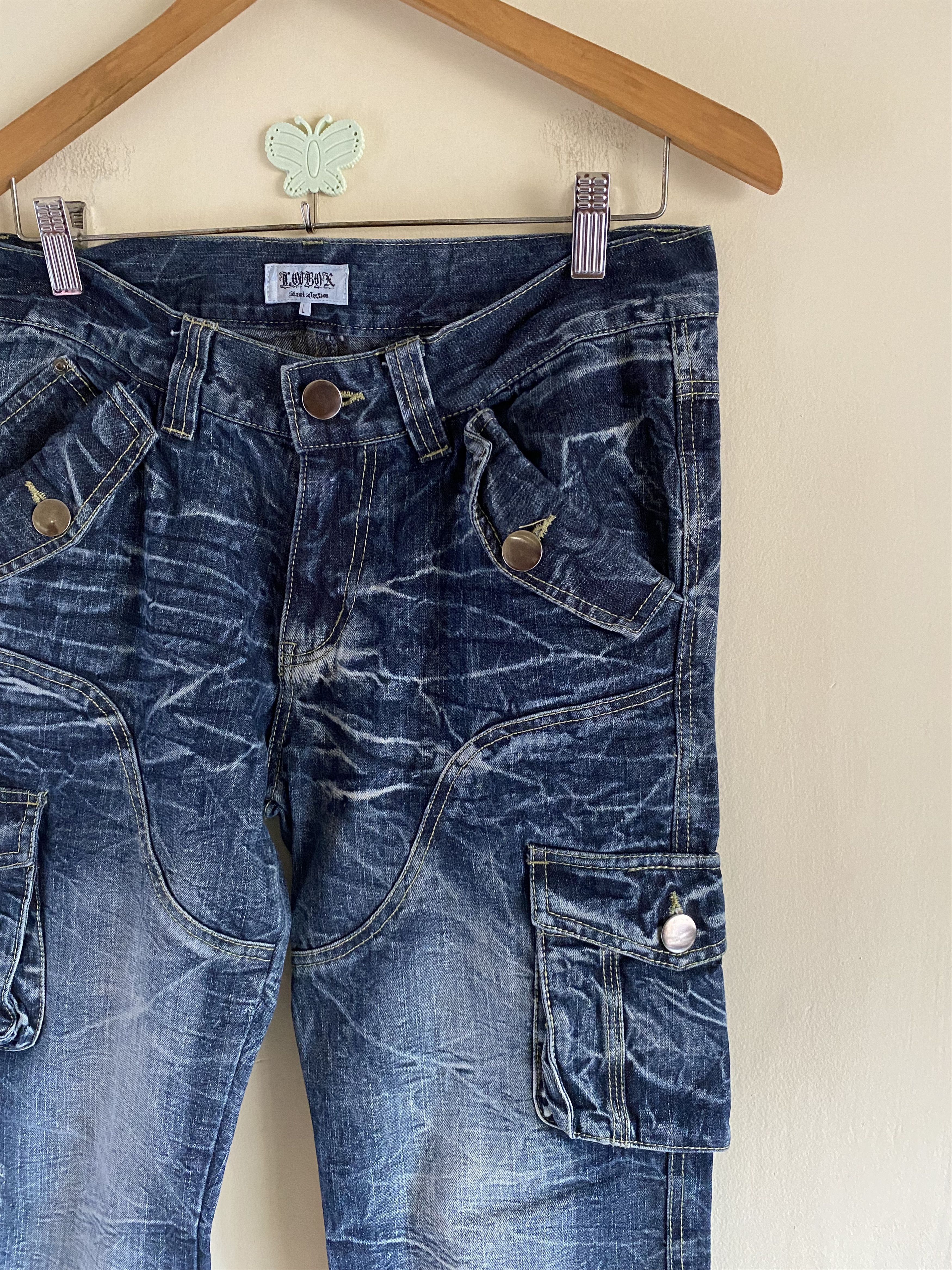 Rare Design Japanese Lowbox Ripped Jeans Distressed Denim