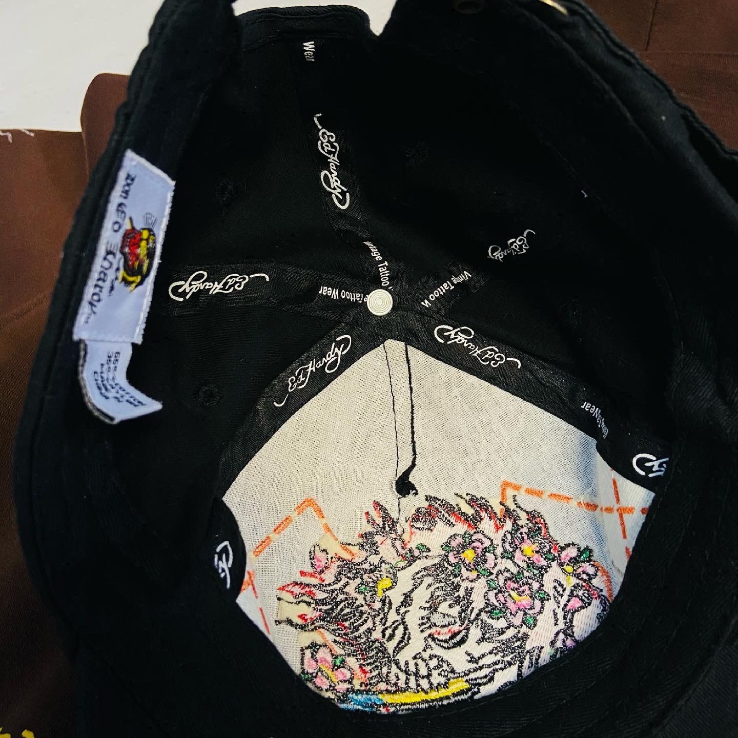 Ed Hardy ED HARDY SWAROWSKY EMBROIDERED BIG LOGO SKELETON OG CAP Size ONE SIZE - 8 Thumbnail