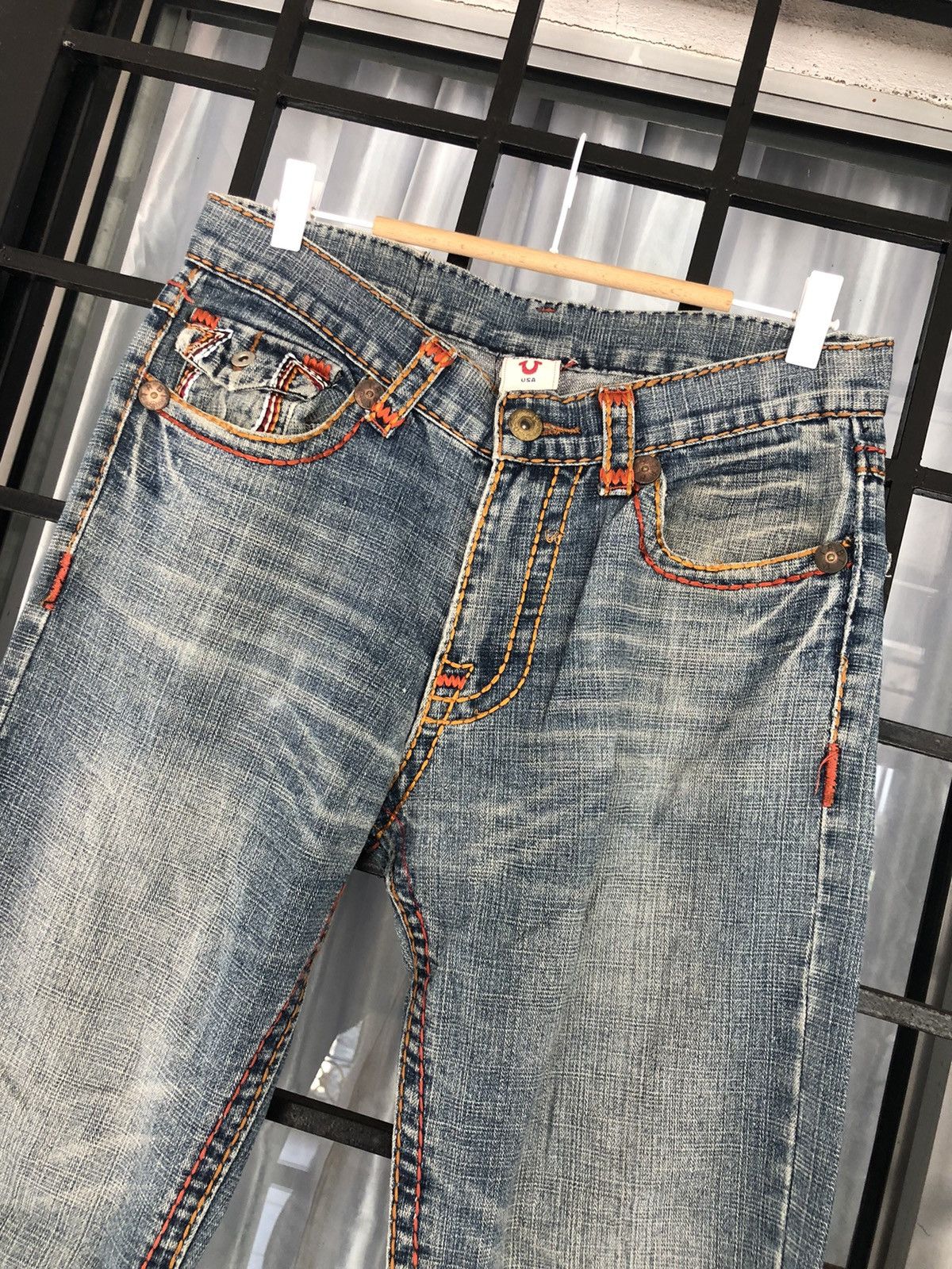 True Religion True Religion Joey Super T Distressed Washed Denim Size US 32 / EU 48 - 2 Thumbnail