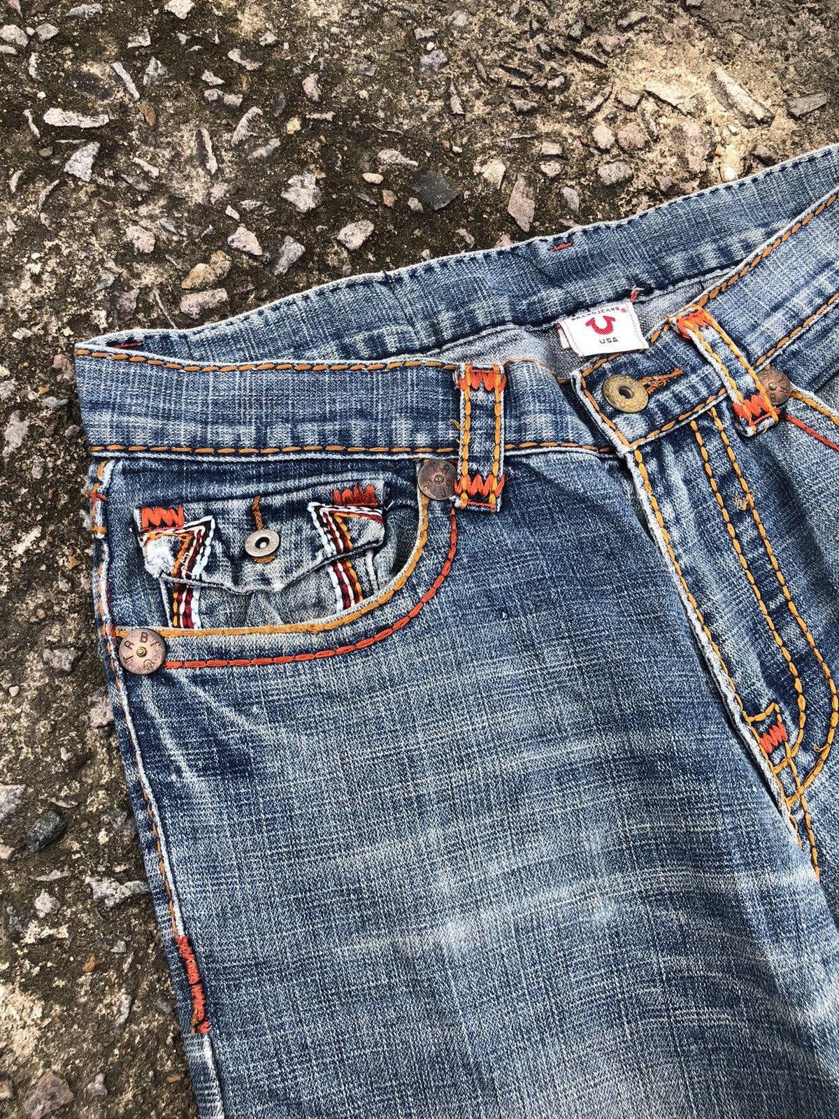 True Religion True Religion Joey Super T Distressed Washed Denim Size US 32 / EU 48 - 5 Thumbnail