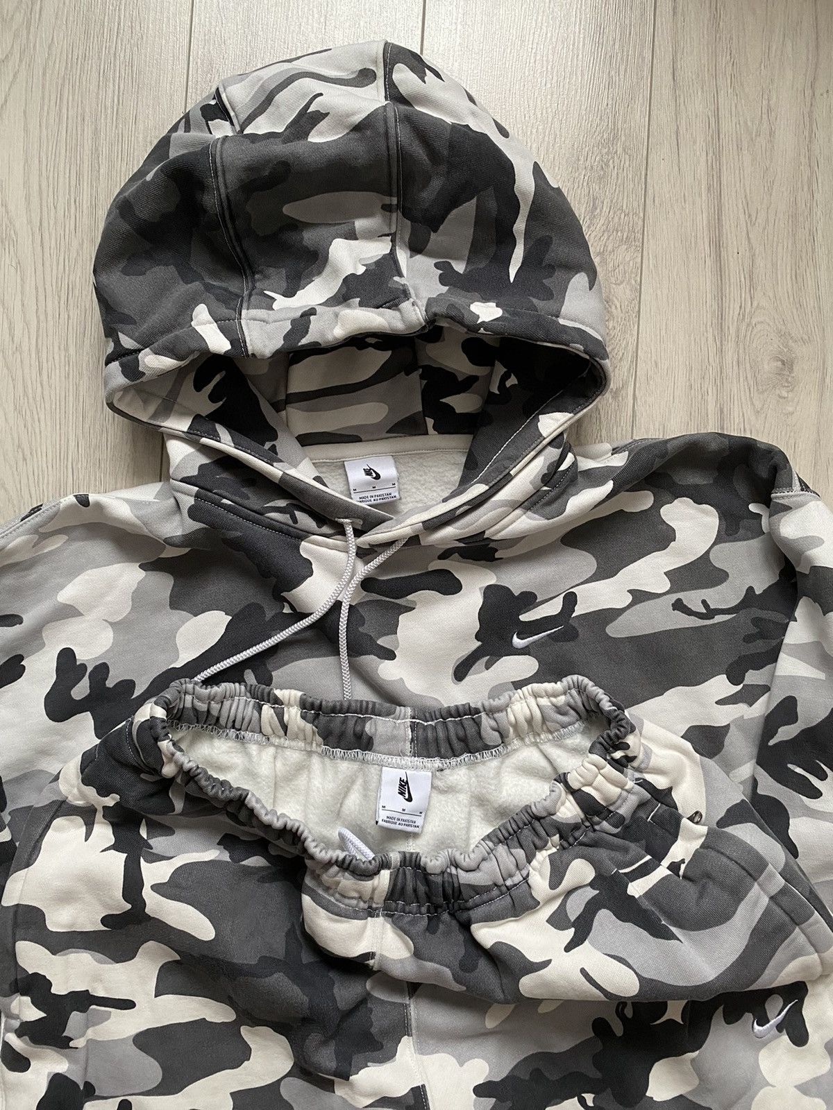 image of Nikelab Set Of 2 Sweatshirt + Bottom Camo Tracksuit Drill in Grey, Men's (Size Medium)