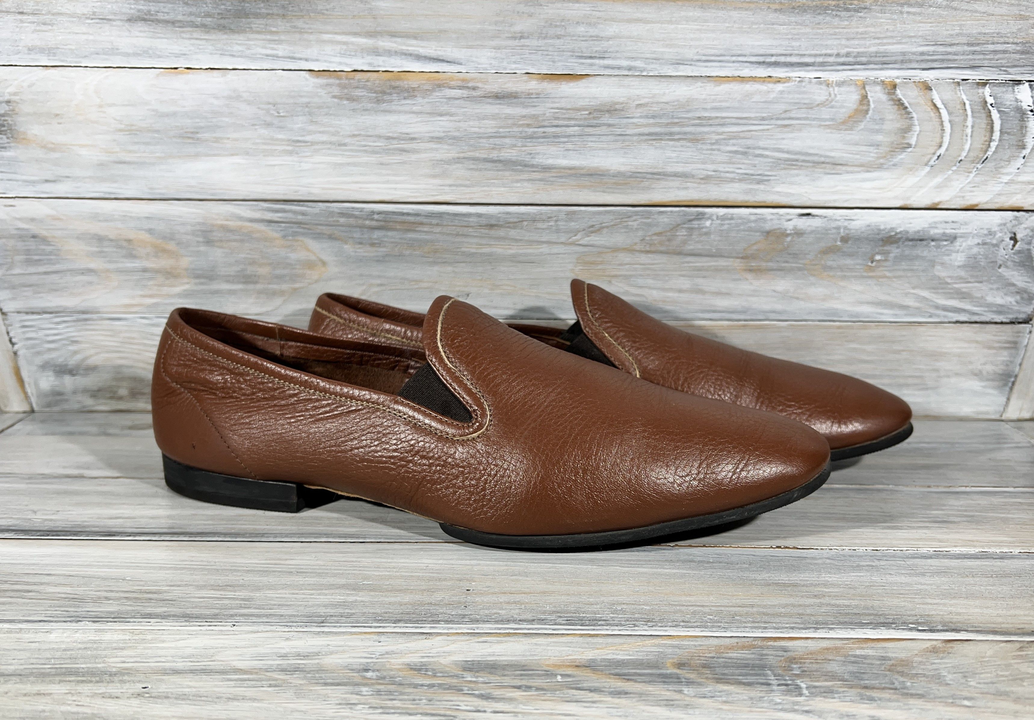 Leather Max Verre Neapolis Loafers Men's Leather Shoes Brown Luxury Size US 11 / EU 44 - 1 Thumbnail