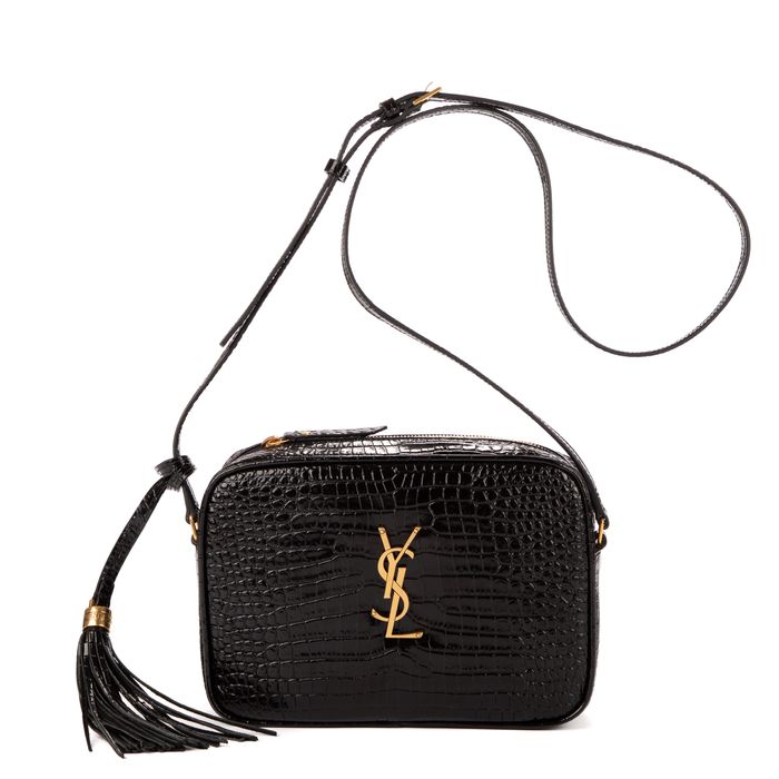 Yves Saint Laurent Lou Camera in Black Calfskin Crocodile Embossed Shiny Leather Grailed
