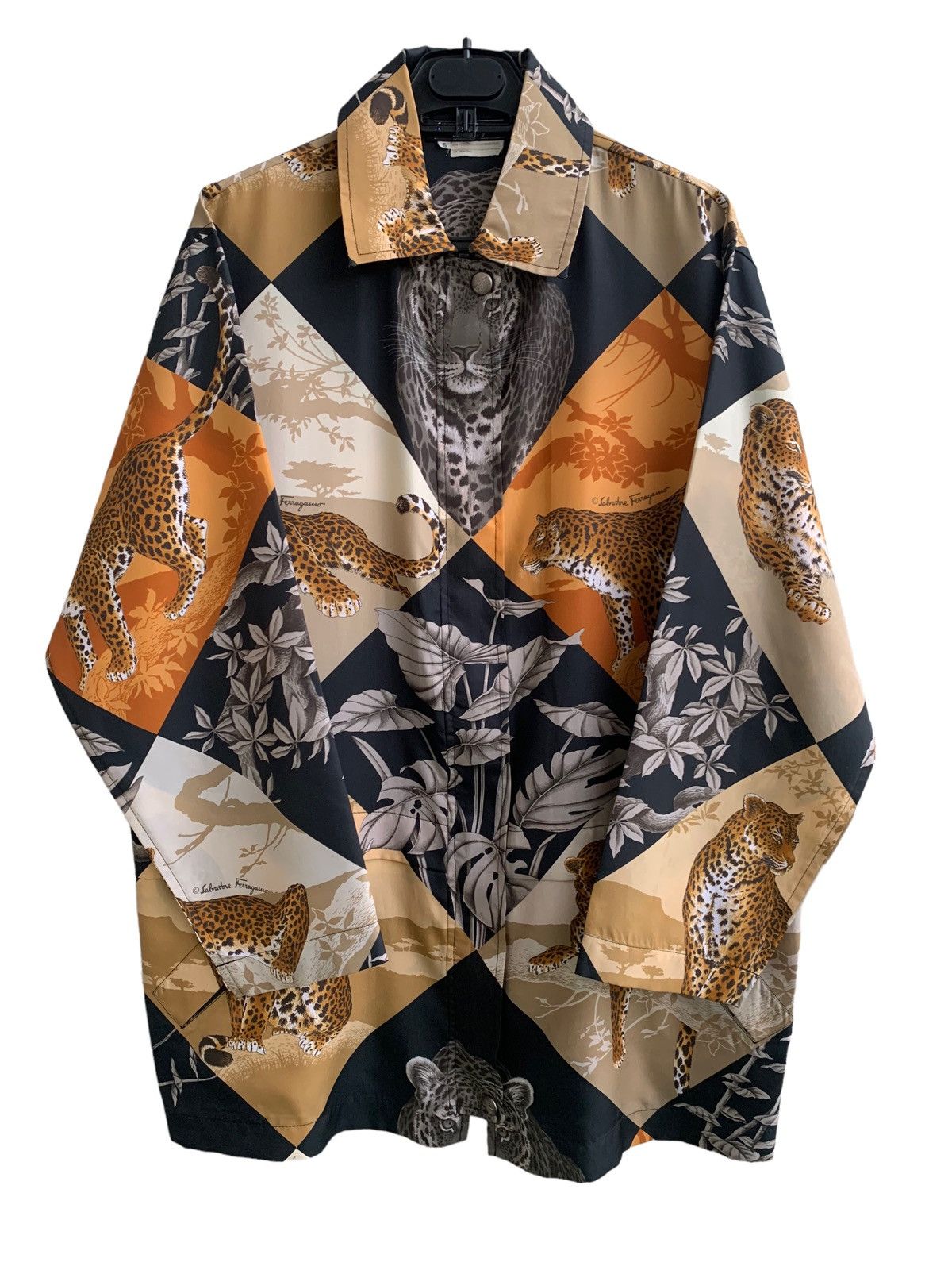 Salvatore Ferragamo Silk Salvatore Ferragamo Leopard Print Quited Coach Jacket Size S / US 4 / IT 40 - 1 Thumbnail