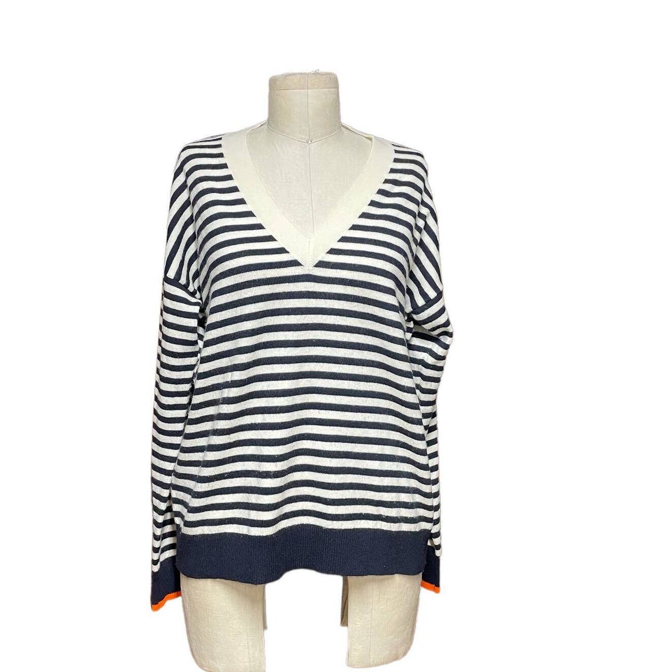 Chinti and Parker Chinti & Parker Navy Blue Cream Stripe Wool Cashmere Sweater Size M / US 6-8 / IT 42-44 - 1 Preview