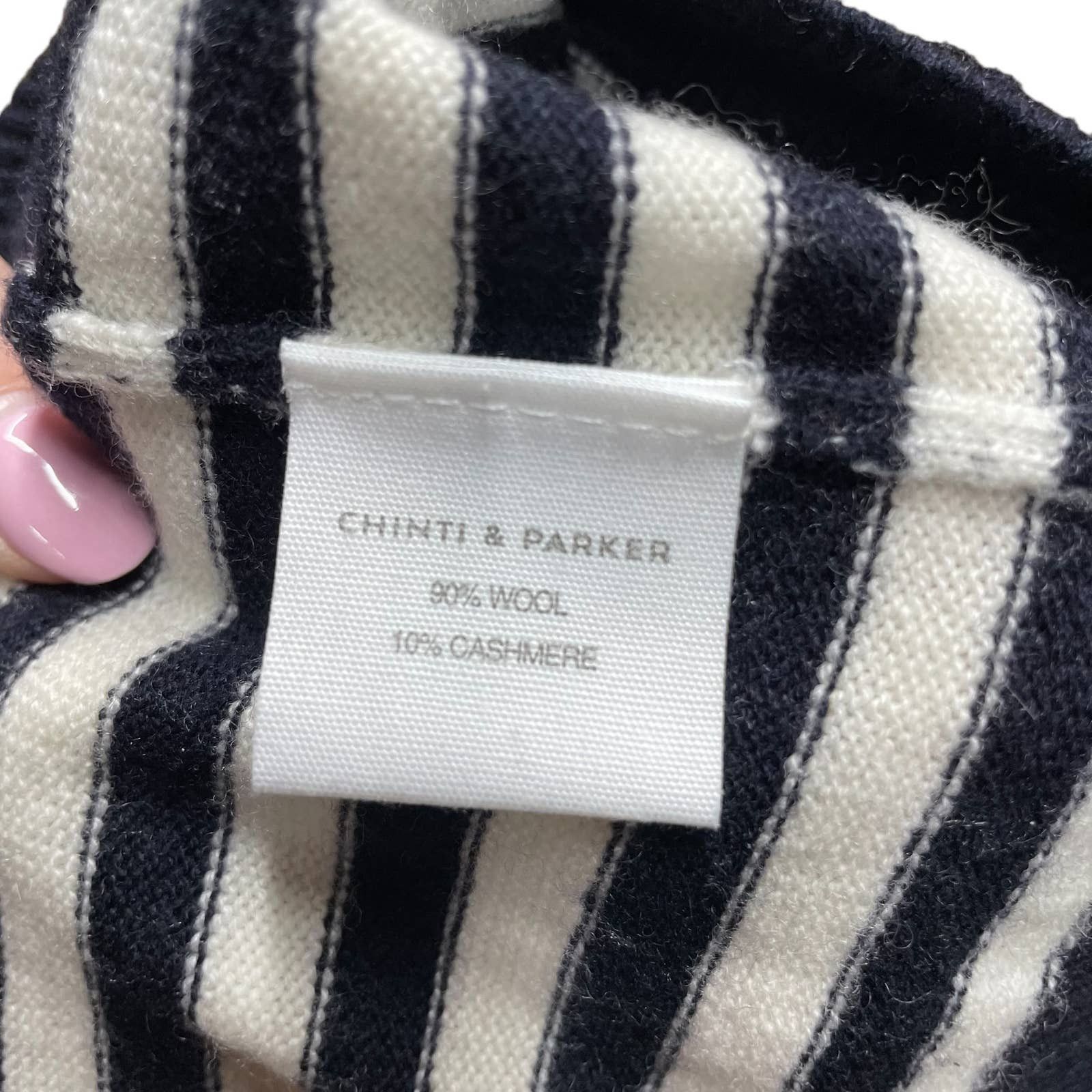 Chinti and Parker Chinti & Parker Navy Blue Cream Stripe Wool Cashmere Sweater Size M / US 6-8 / IT 42-44 - 9 Thumbnail