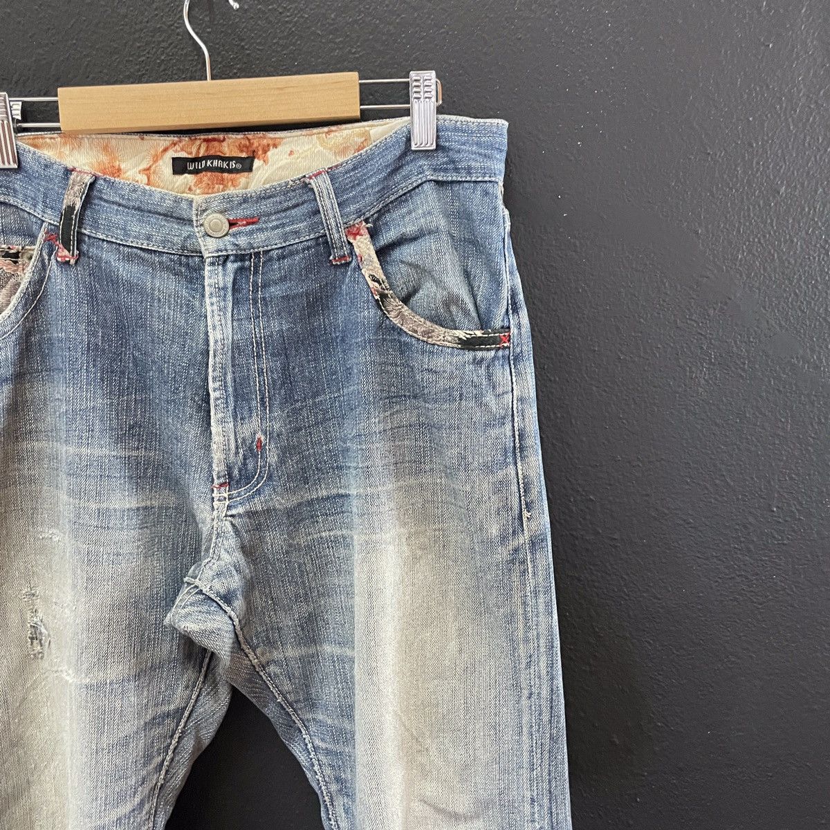 Japanese Brand Vintage Wild Khakis Distressed Denim Jeans Size US 33 - 2 Thumbnail