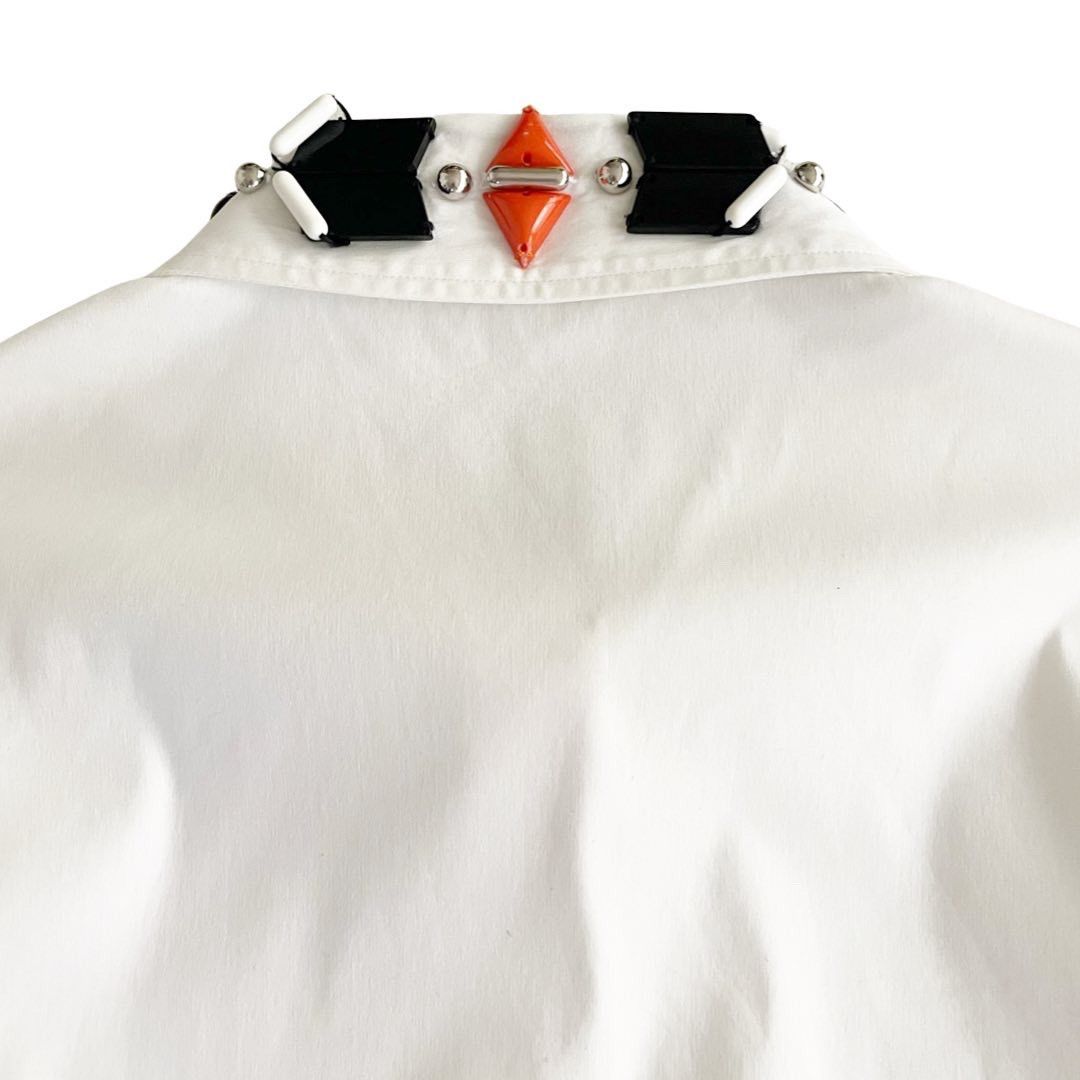 Prada Prada AW2019 Jeweled Poplin Collar Shirt Size US XXS / EU 40 - 4 Thumbnail
