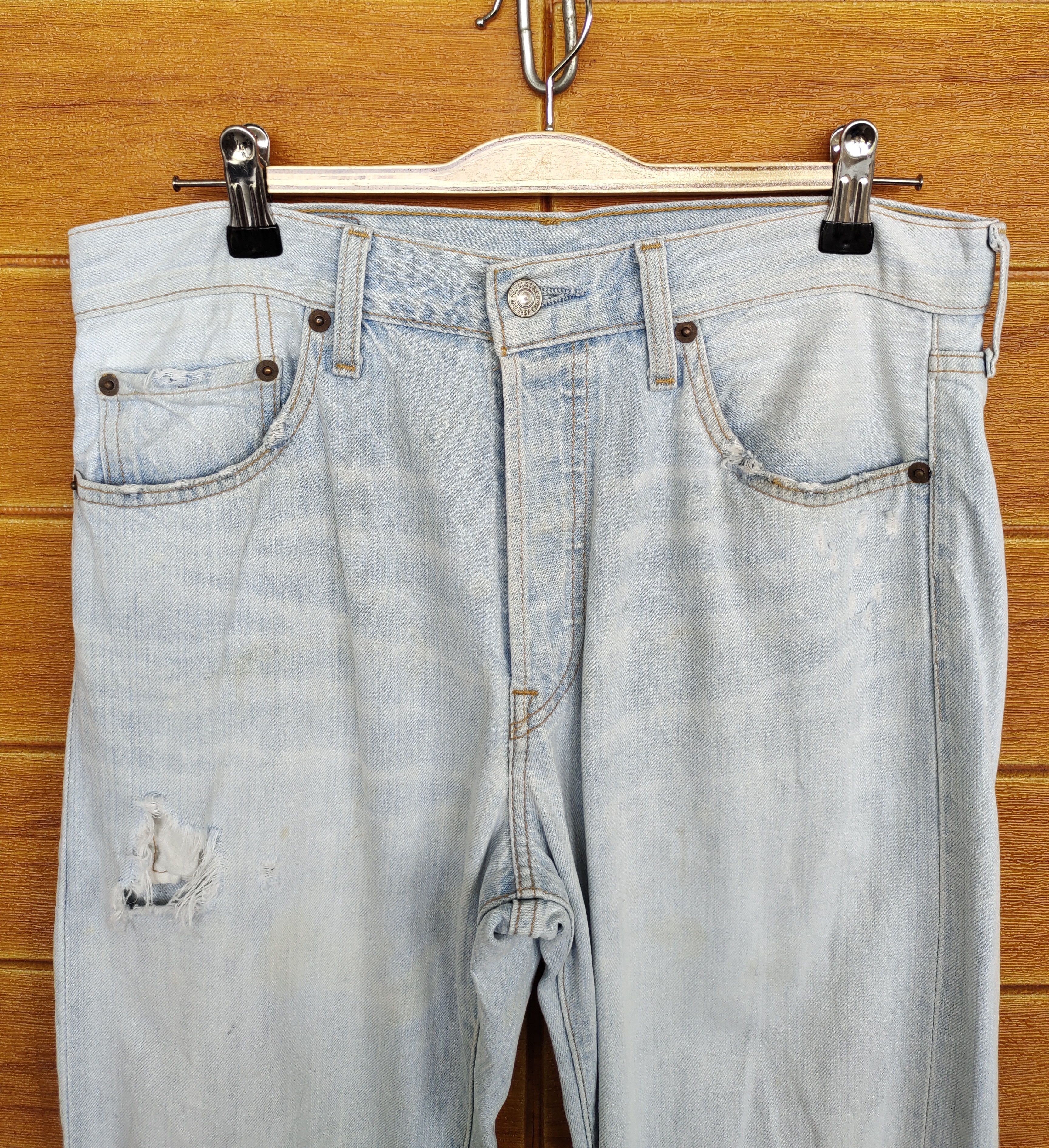 Levi's LEVIS 501 Distressed Denim Pants Size US 30 / EU 46 - 3 Thumbnail