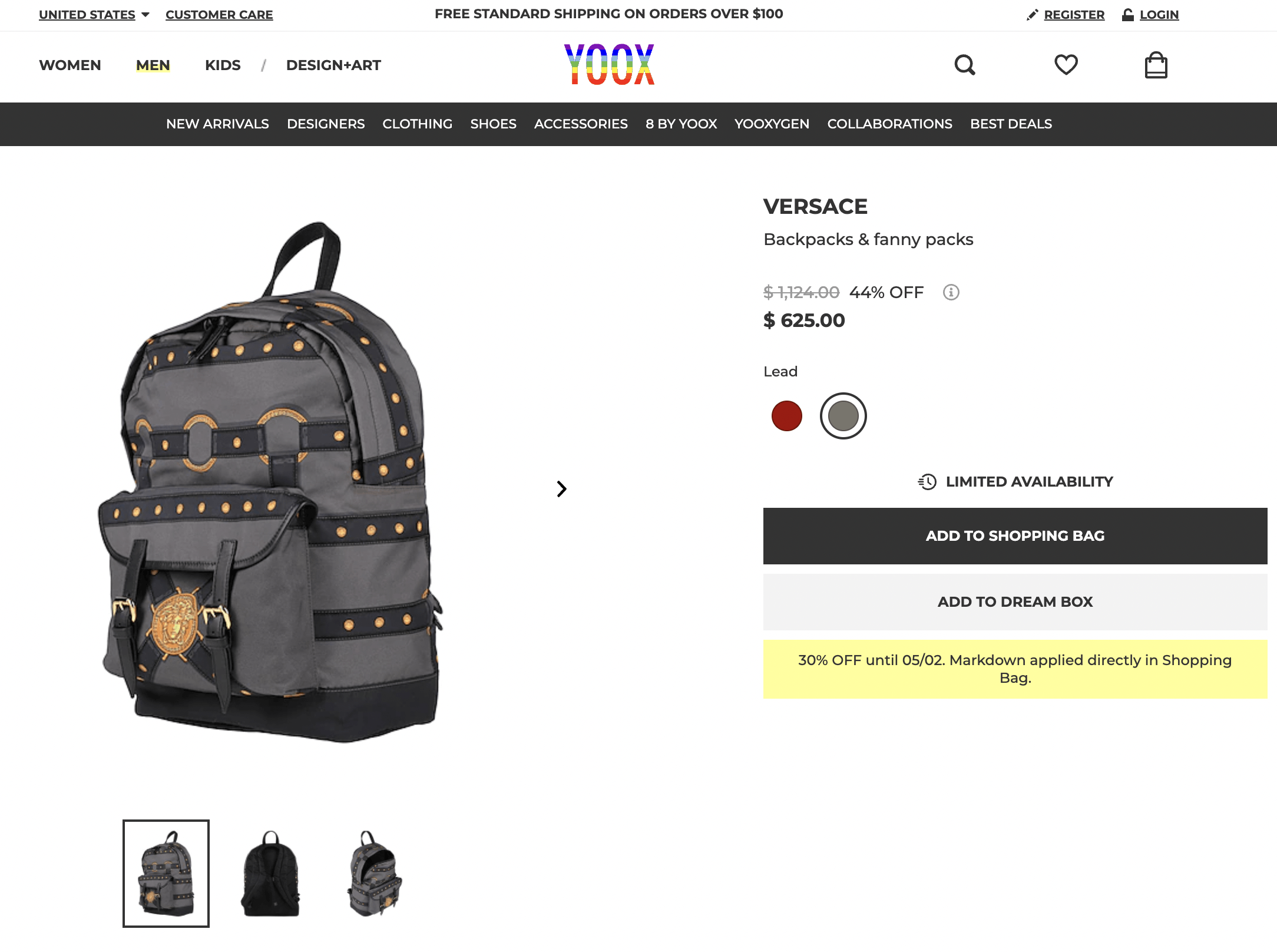 Versace Bondage Medusa Head Backpack In Grey Nylon/Leather Size ONE SIZE - 7 Thumbnail