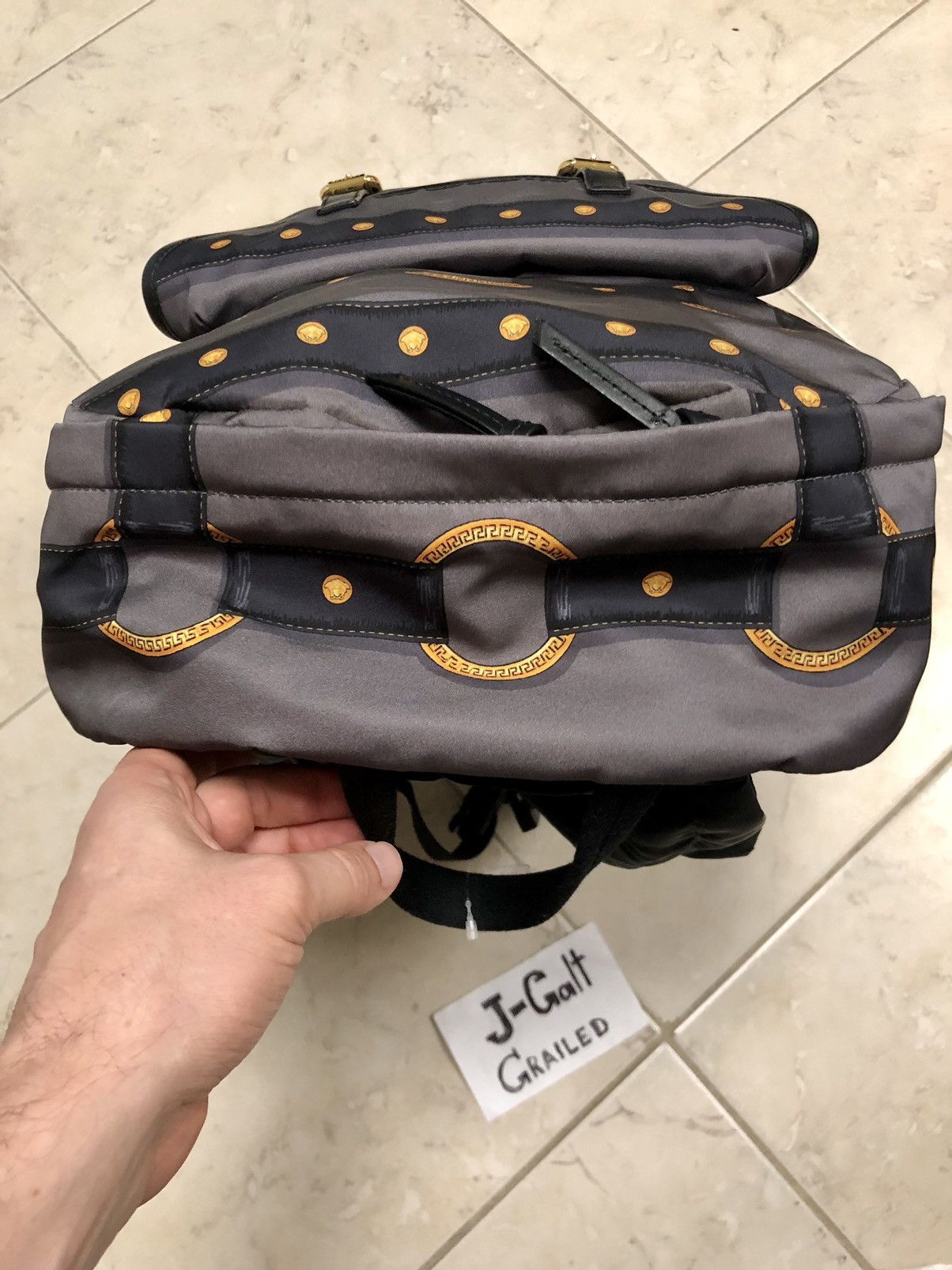 Versace Bondage Medusa Head Backpack In Grey Nylon/Leather Size ONE SIZE - 16 Thumbnail