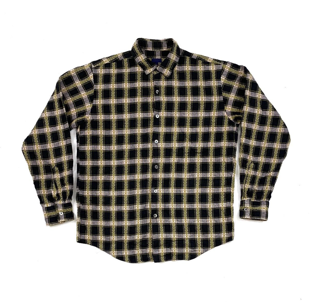 BEAMS checkered button long sleeve flannel japanese harajuku