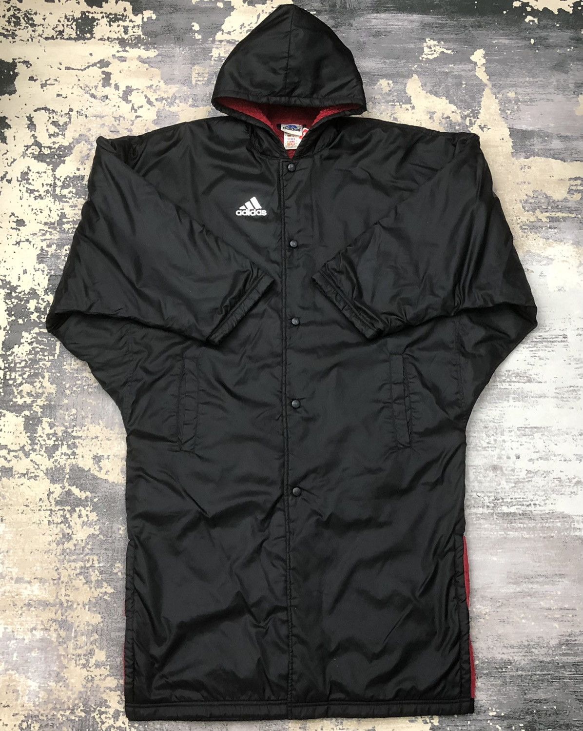 Adidas Y181. VTG 90s ADIDAS BIG LOGO FLEECE LONG JACKET Size US M / EU 48-50 / 2 - 1 Thumbnail