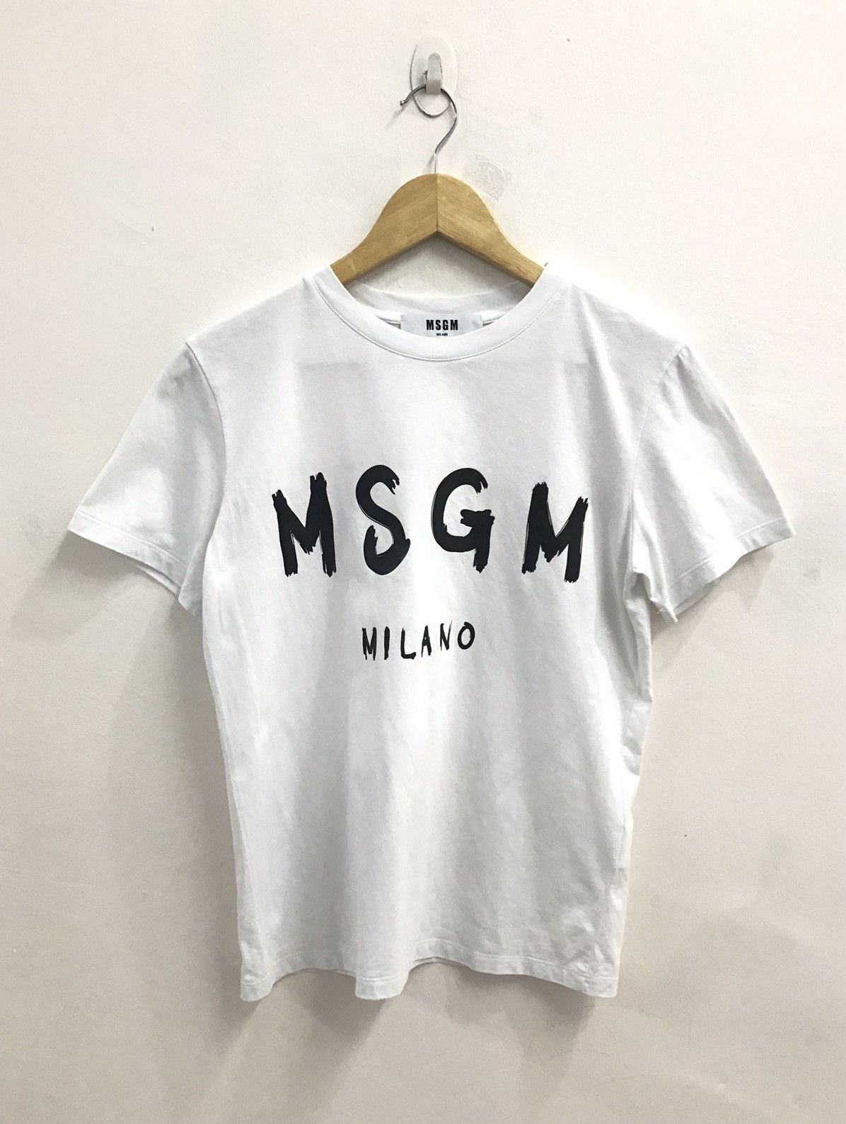 MSGM Milano Paint Brushed Logo Tshirt