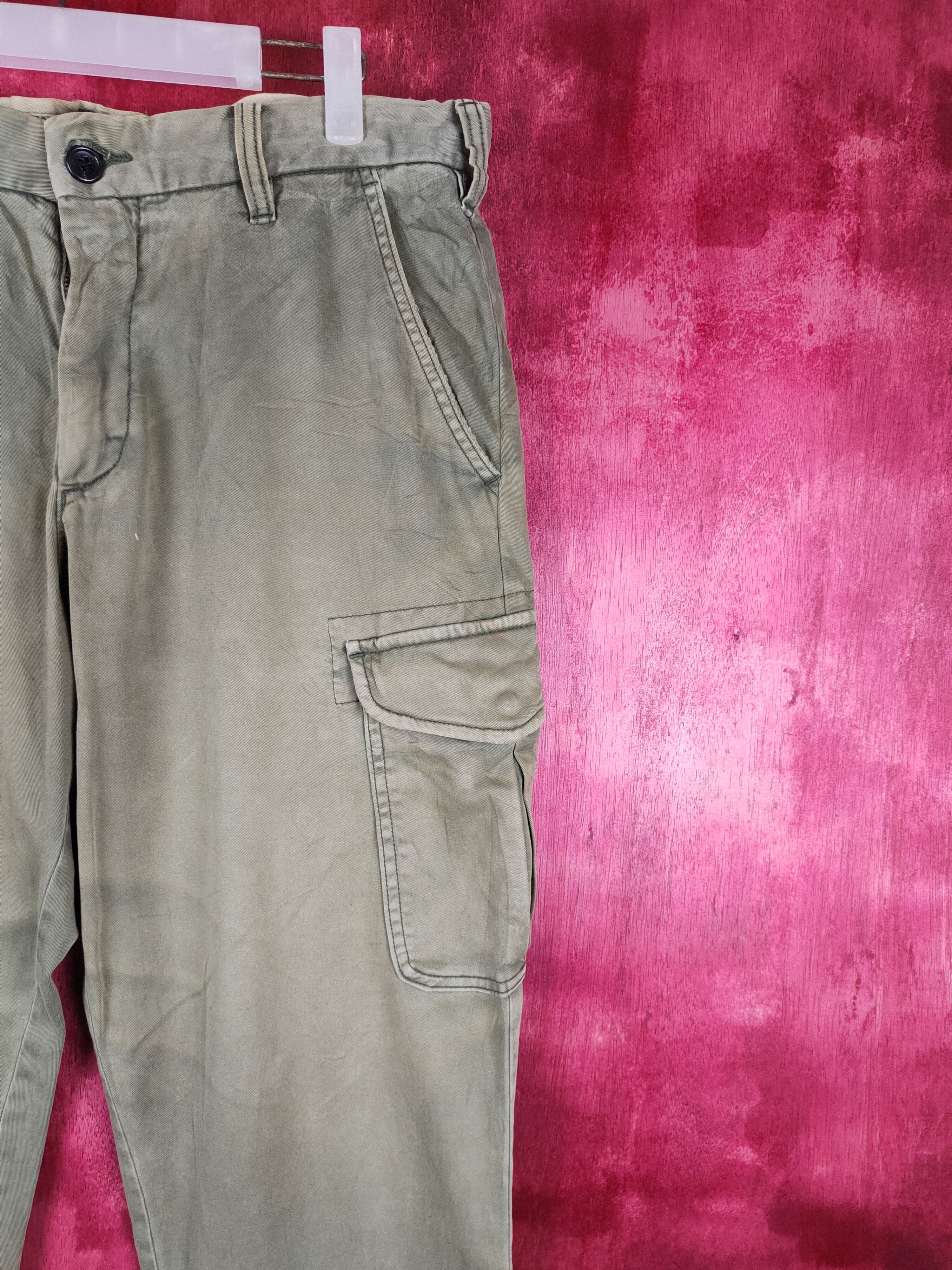 Japanese Brand Uniqlo Green Faded Multi Pocket Tactical Cargo Pants #S613 Size US 34 / EU 50 - 5 Thumbnail