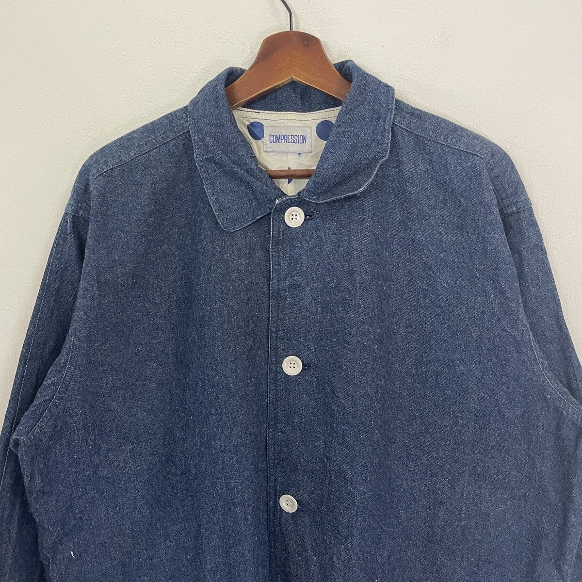 Japanese Brand Vintage Compression Long Indigo Denim Jacket Size US XL / EU 56 / 4 - 2 Thumbnail