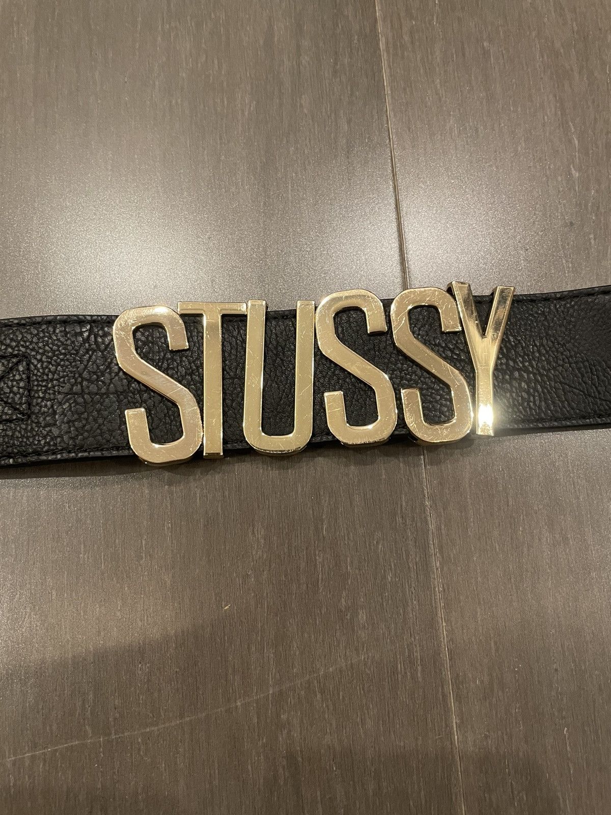 Stussy L/XL Stussy Lizard Texture Underlay Belt in Cognac